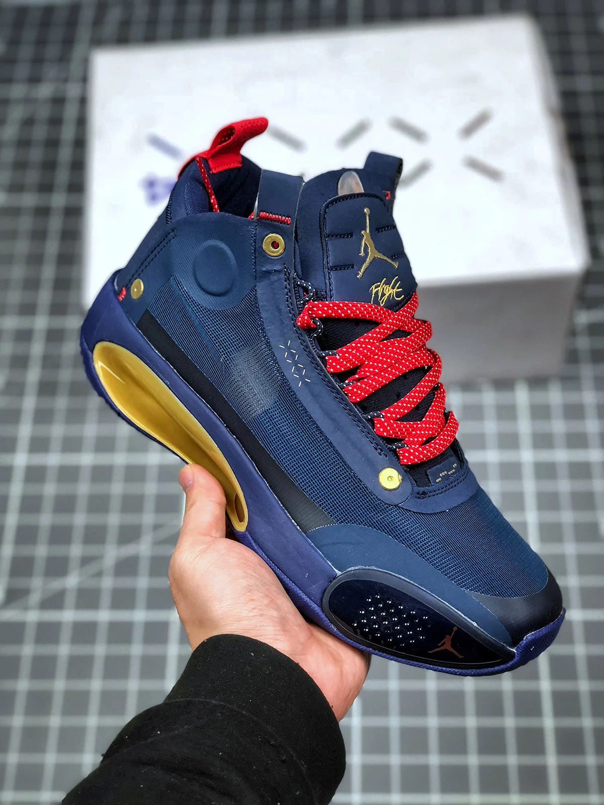 Air Jordan 34 Navy Blue Gold On Sale