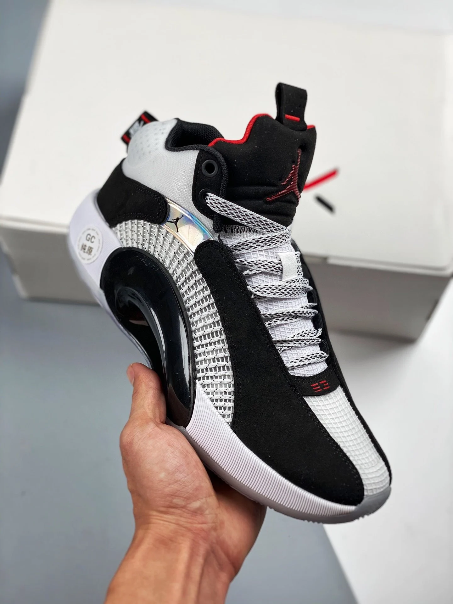 Air Jordan 35 DNA White Black-Fire Red On Sale