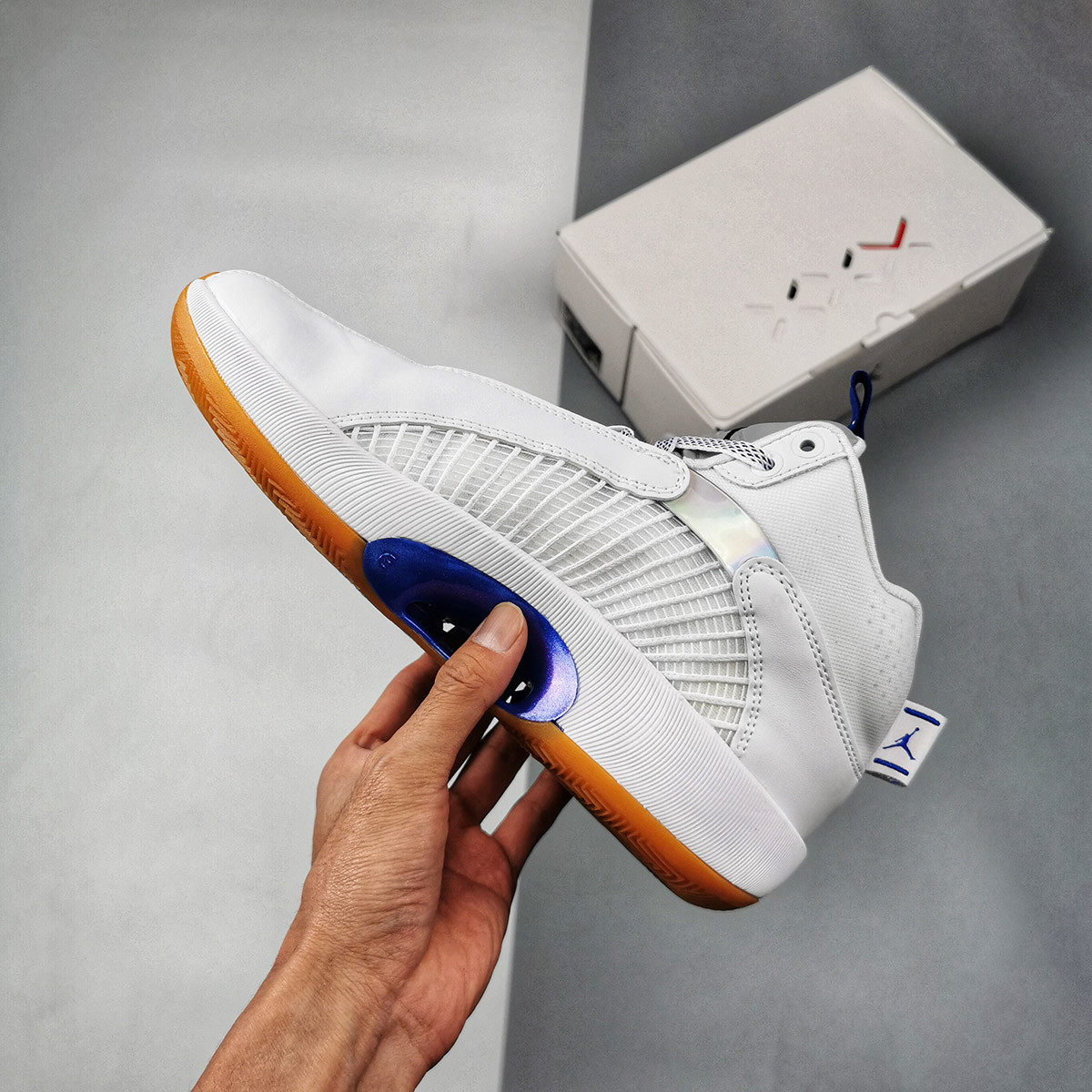 Air Jordan 35 Sisterhood White Black-Hyper Royal-Gum Medium Brown