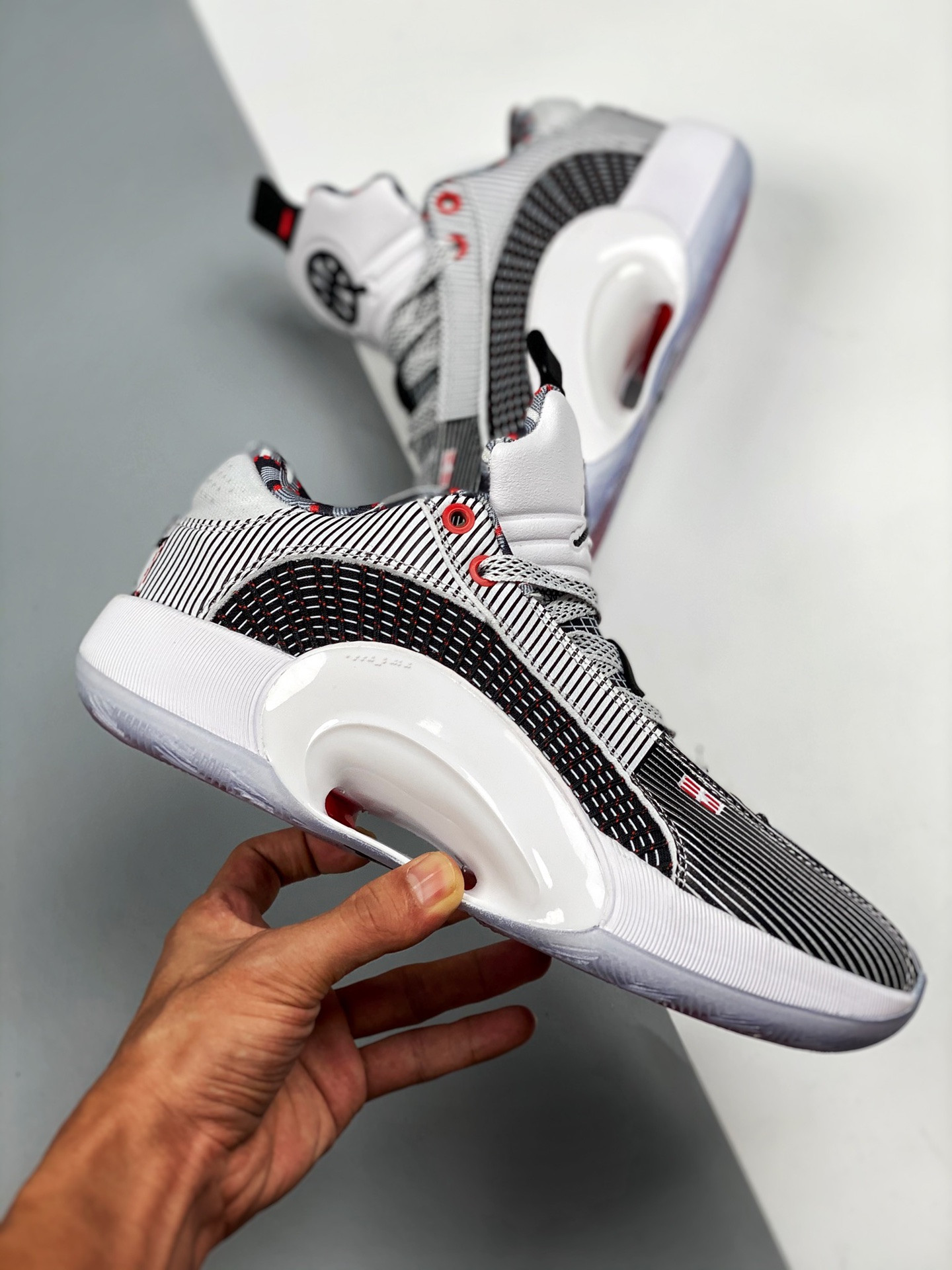 Air Jordan 35 Low Quai 54 White Black-University Red On Sale