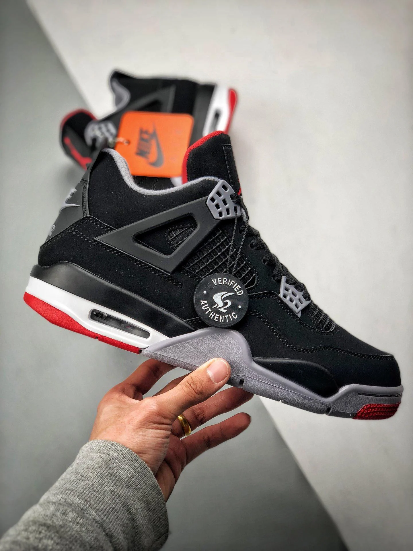 Air Jordan 4 Bred 2019 Black Cement Grey-Summit White-Fire Red