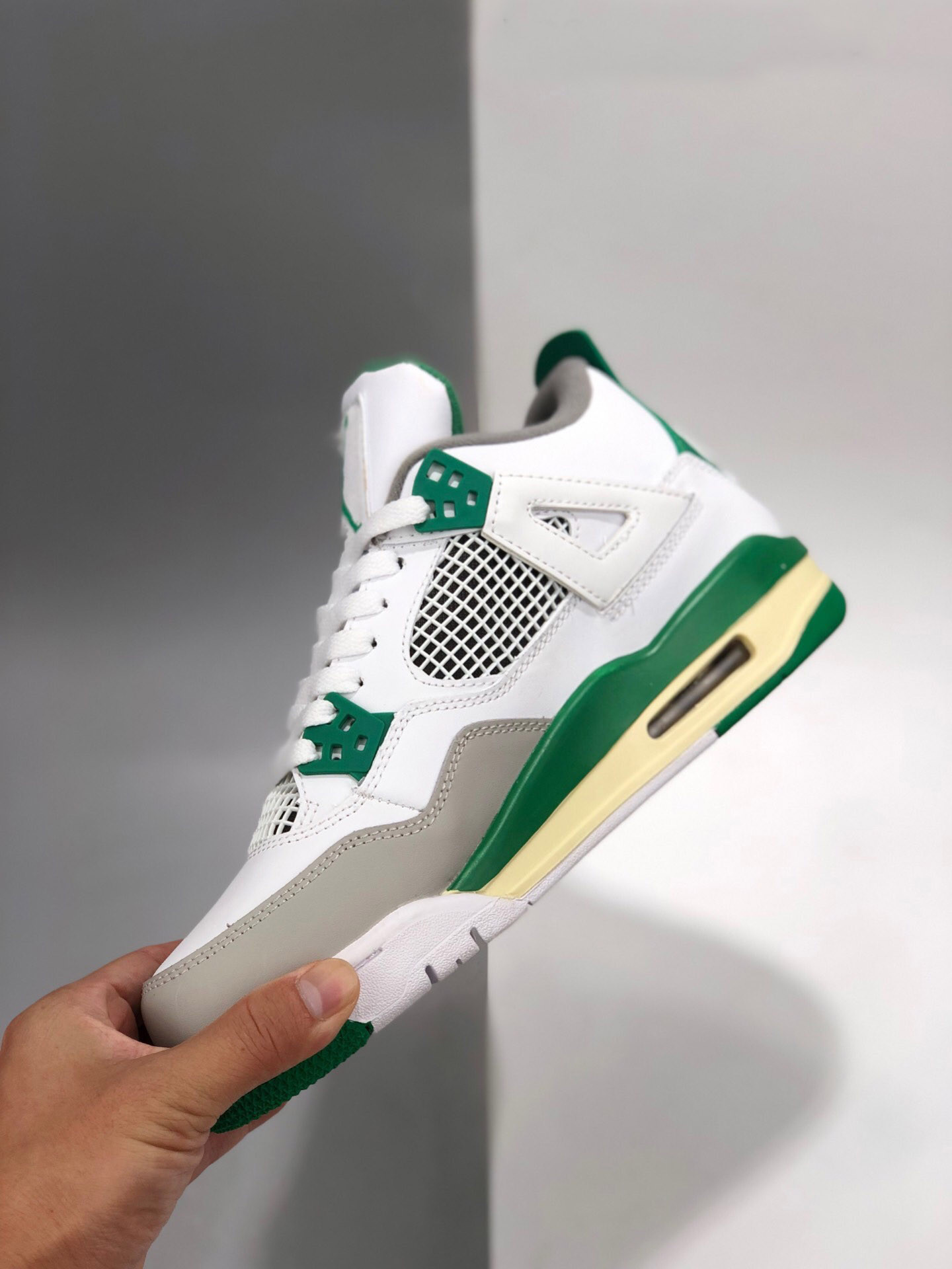 Air Jordan 4 White Pine Green-Neutral Grey-Muslin For Sale