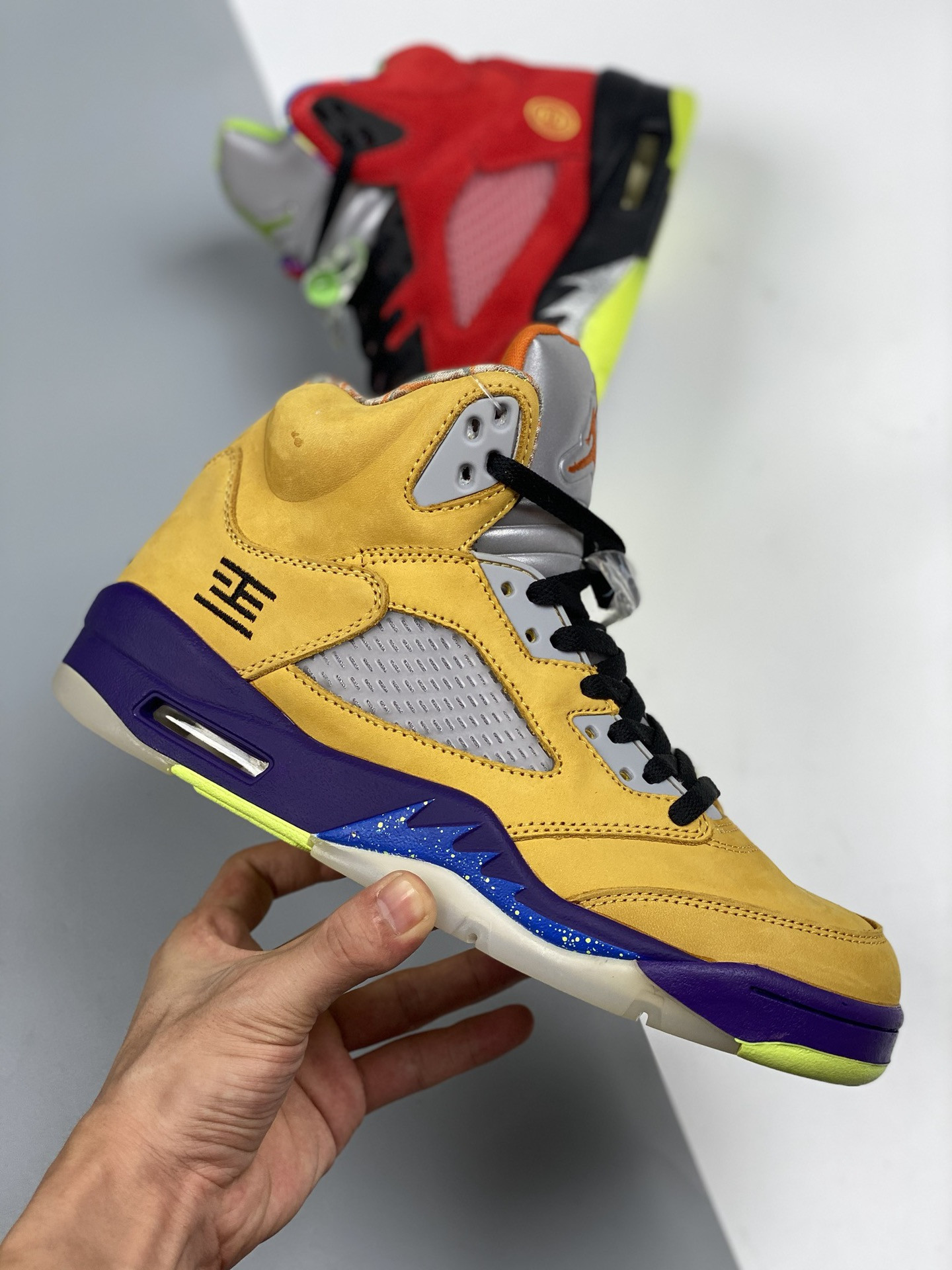 Air Jordan 5 What The Varsity Maize Court Purple-Ghost Green-Solar Orange