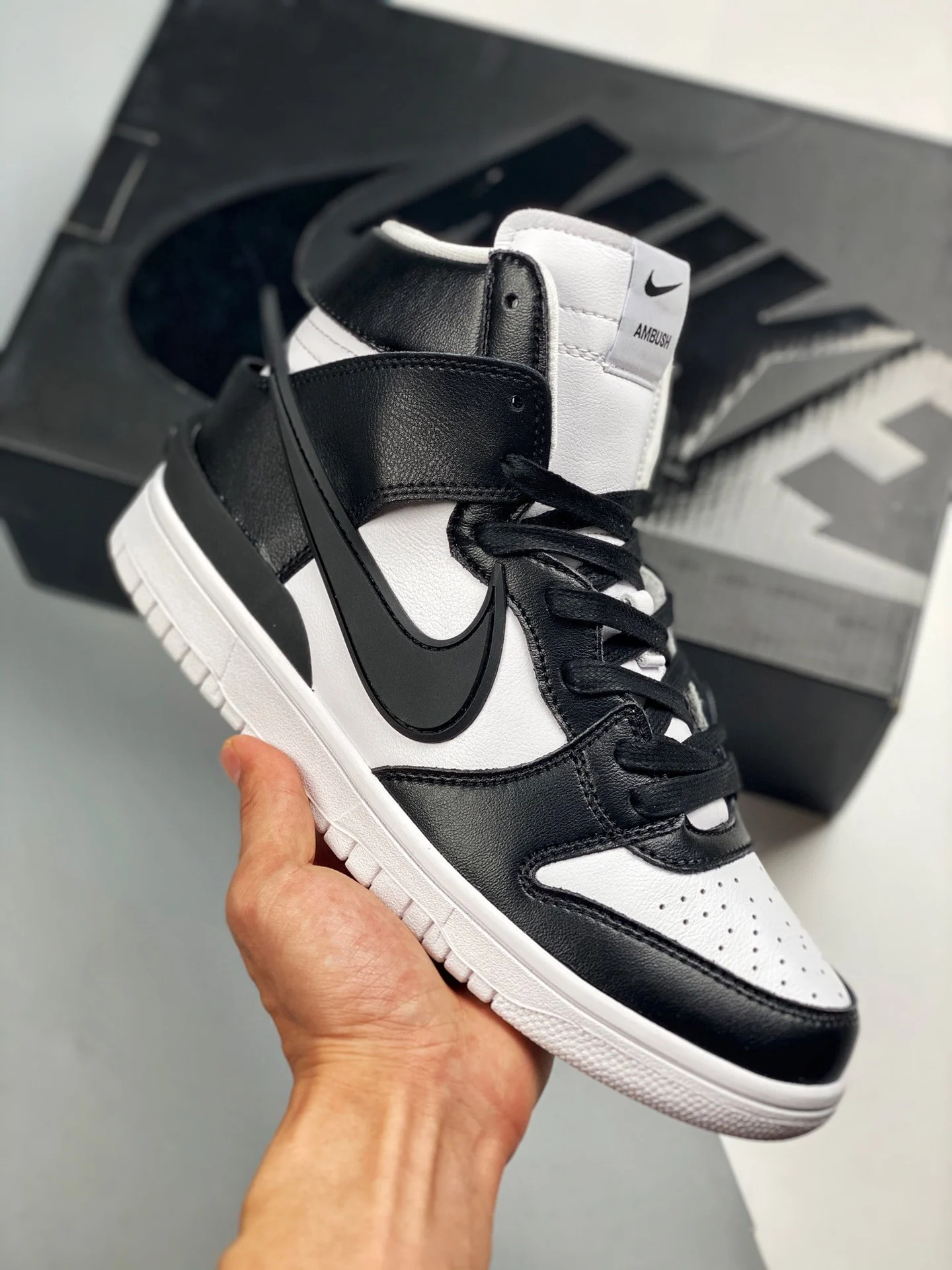 Ambush x Nike Dunk High White Black-Spruce Aura For Sale