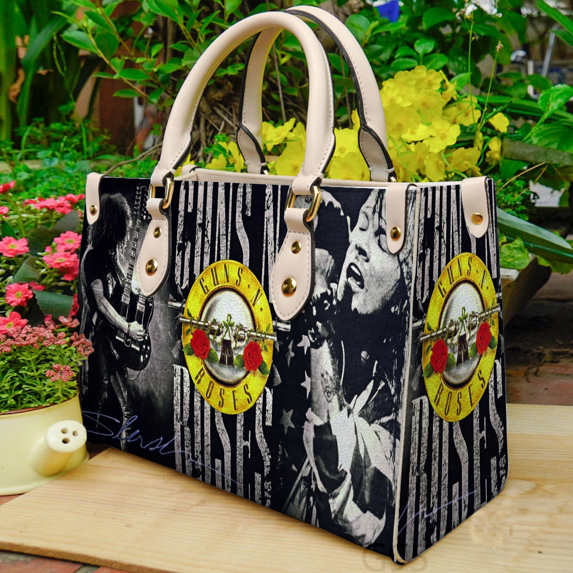 Guns NBag Roses 3 Women Leather Hand Bag