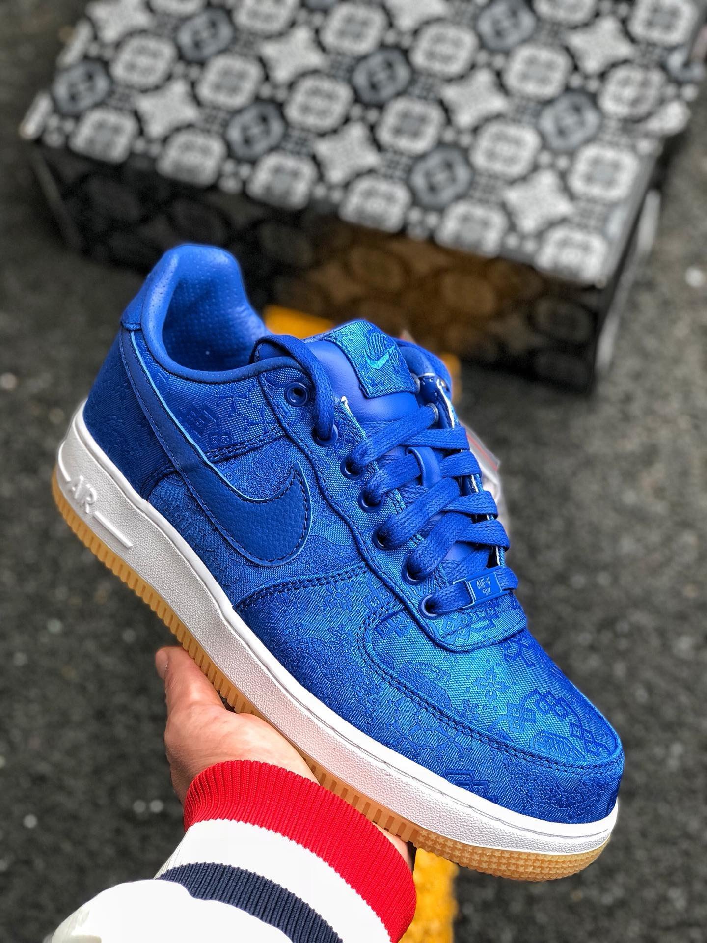 Clot x Nike Air Force 1 PRM Game Royal White-Gum Light Brown For Sale