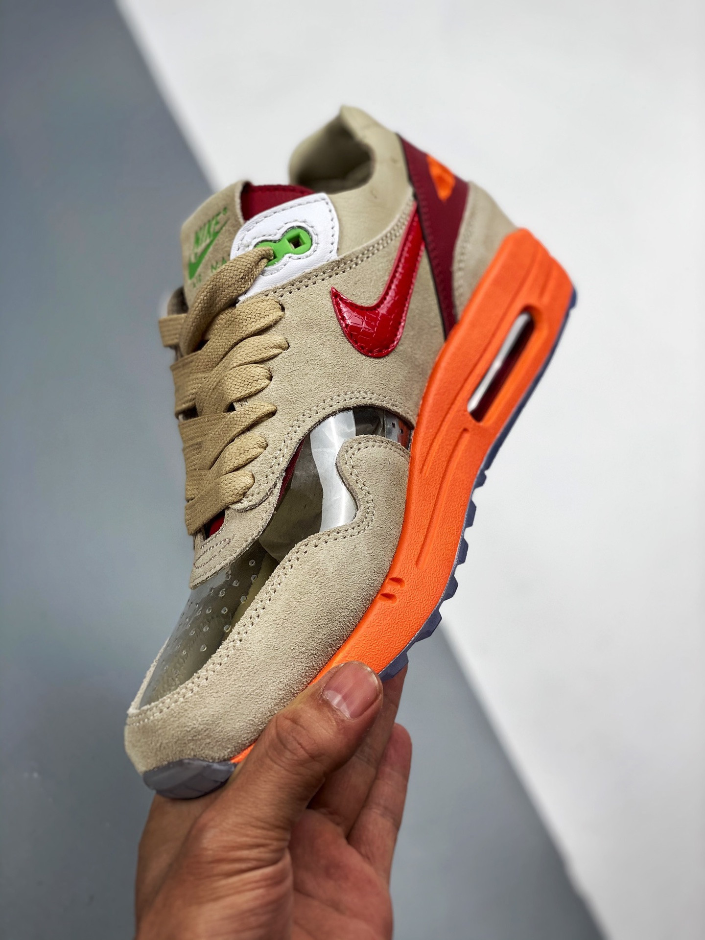 Clot x Nike Air Max 1 Kiss Of Death Net Deep Red-Orange Blaze For Sale