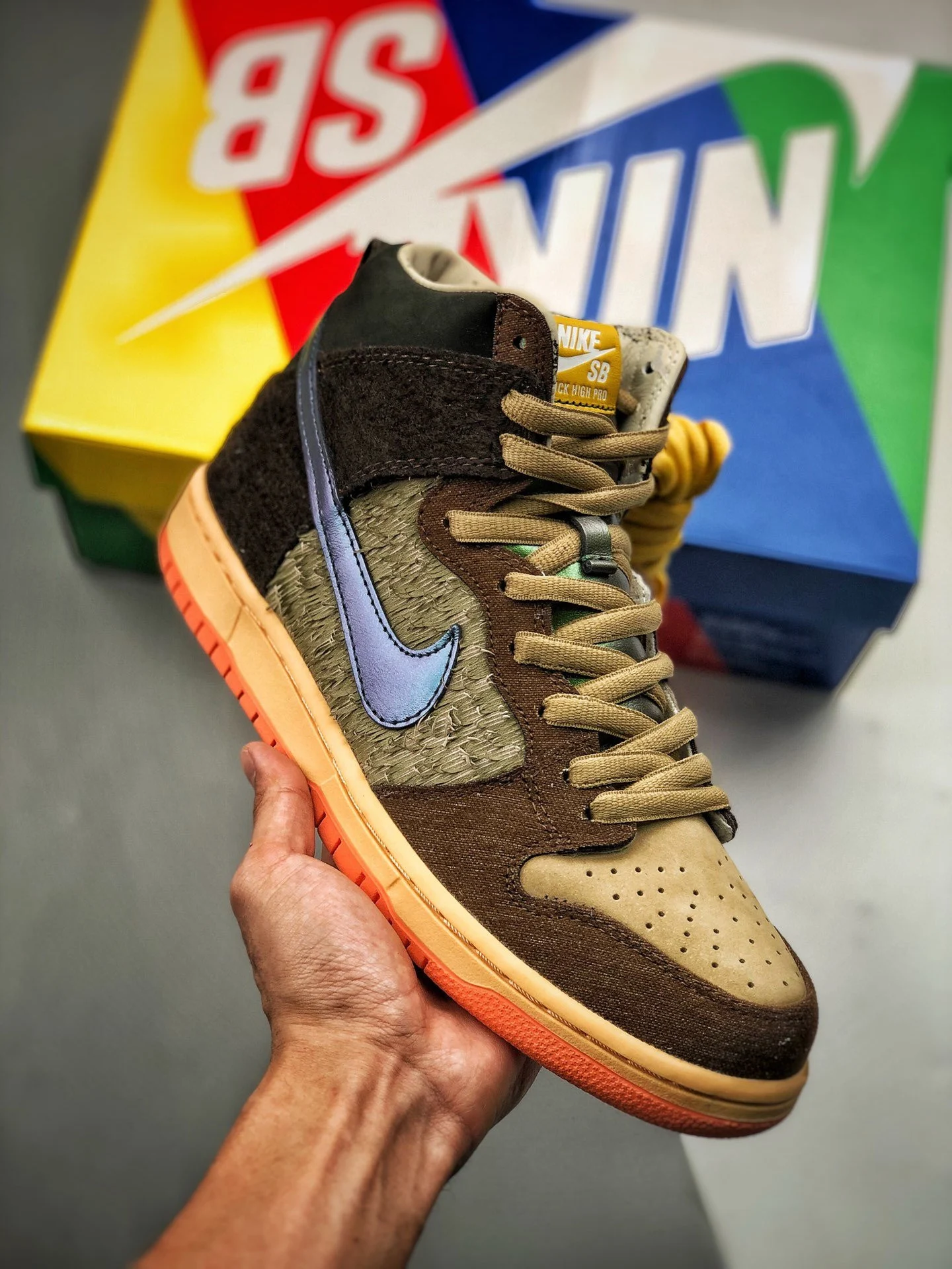 Concepts x Nike SB Dunk High Duck Rattan Parachute Beige-Orange Chalk-Brown For Sale