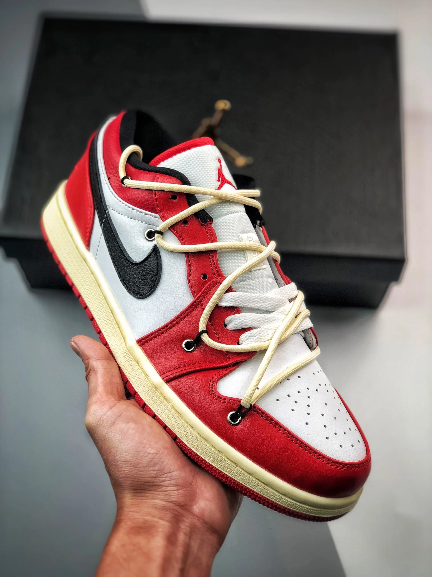 Custom Air Jordan 1 Low Chicago Red White For Sale