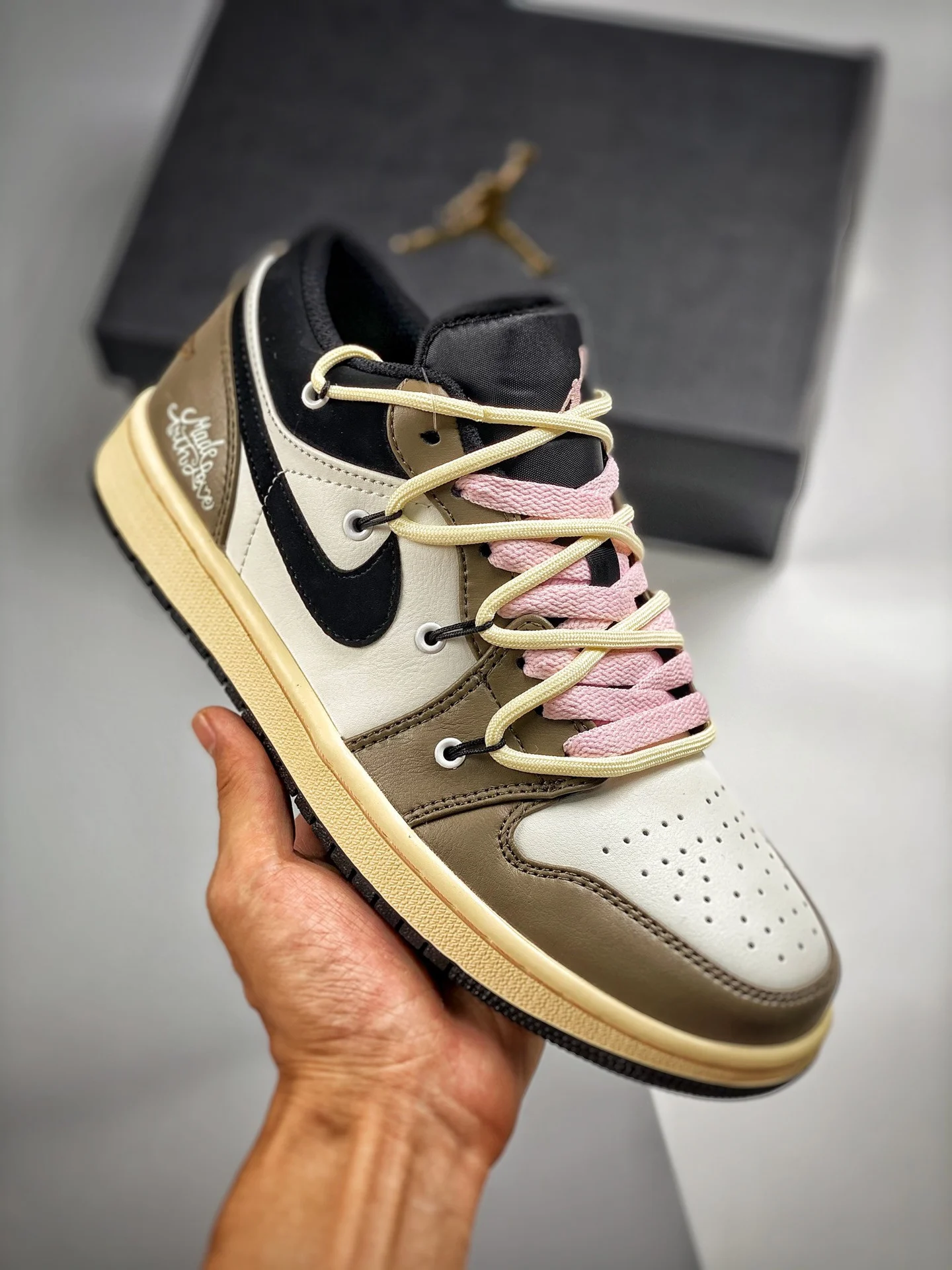 Custom Air Jordan 1 Low White Brown Black For Sale