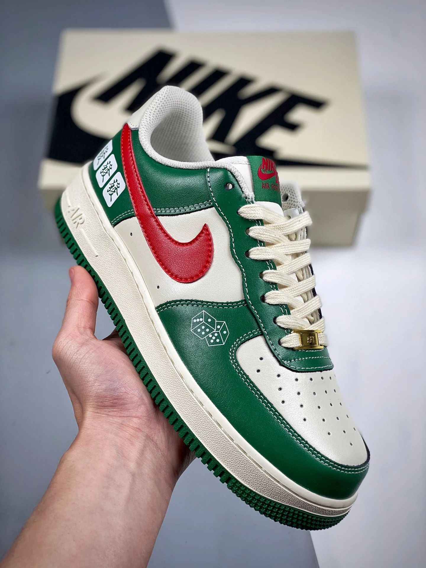 Custom Nike Air Force 1 Low White Green Red For Sale