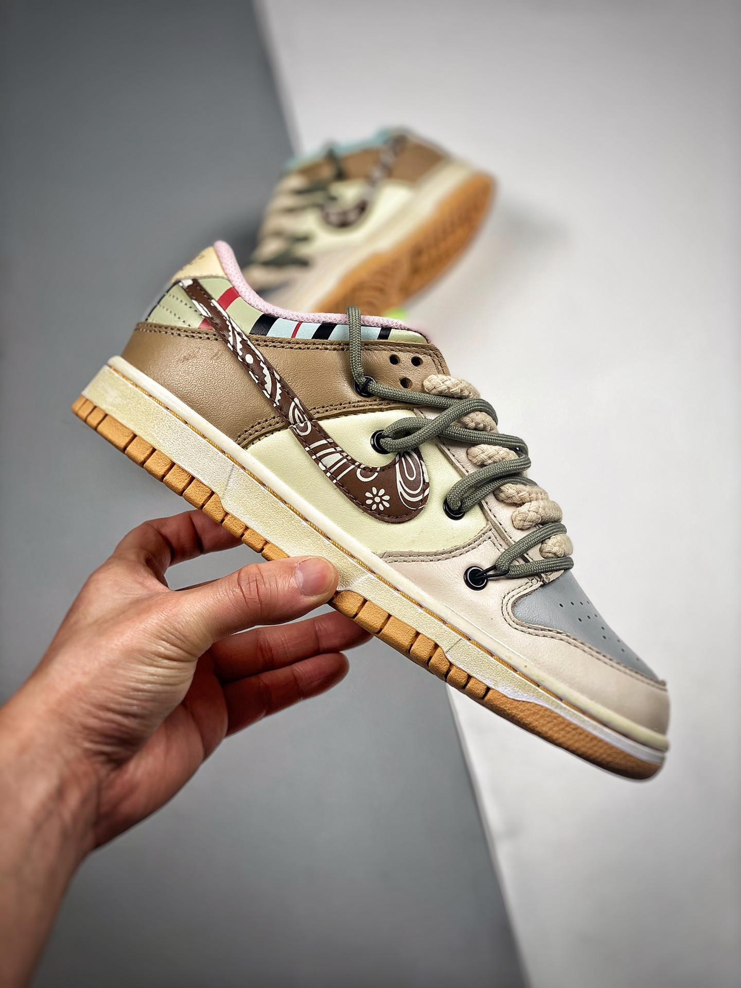 Custom Nike Dunk Low Brown Beige Grey For Sale