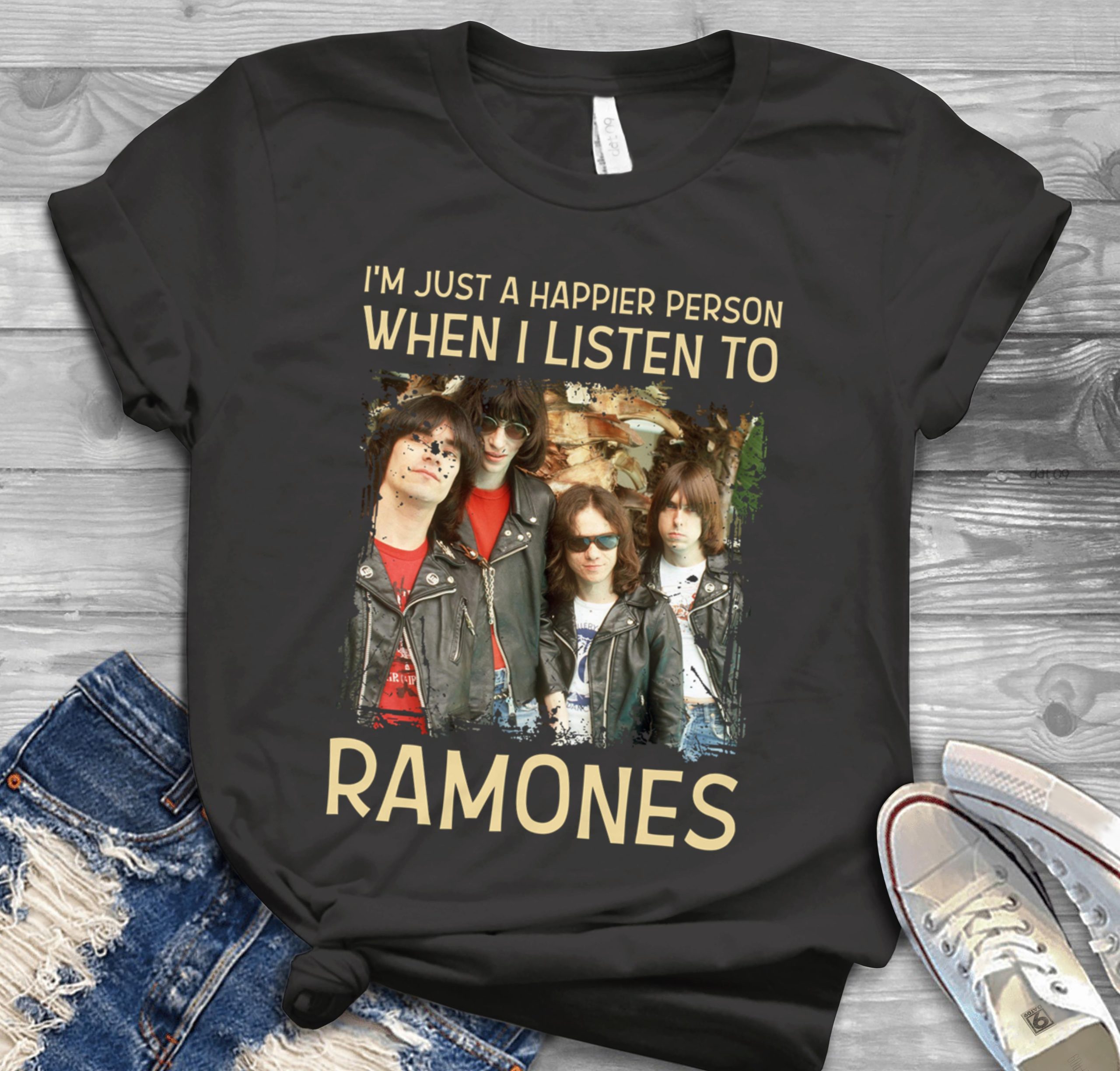 Im Just A Happier Person When I Listen To Ramones Scaled T Shirt