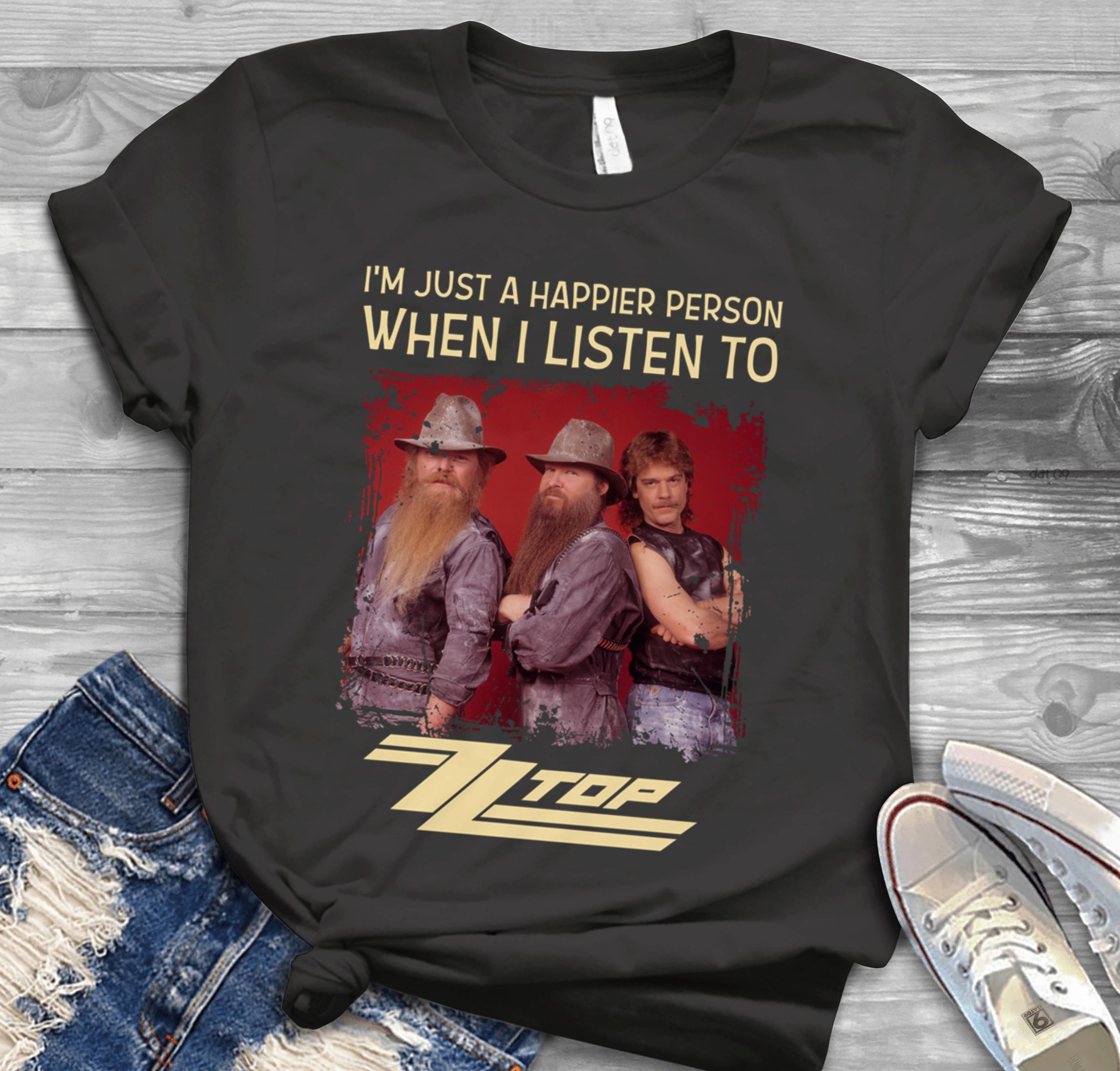 Im Just A Happier Person When I Listen To Zz Top Scaled T Shirt