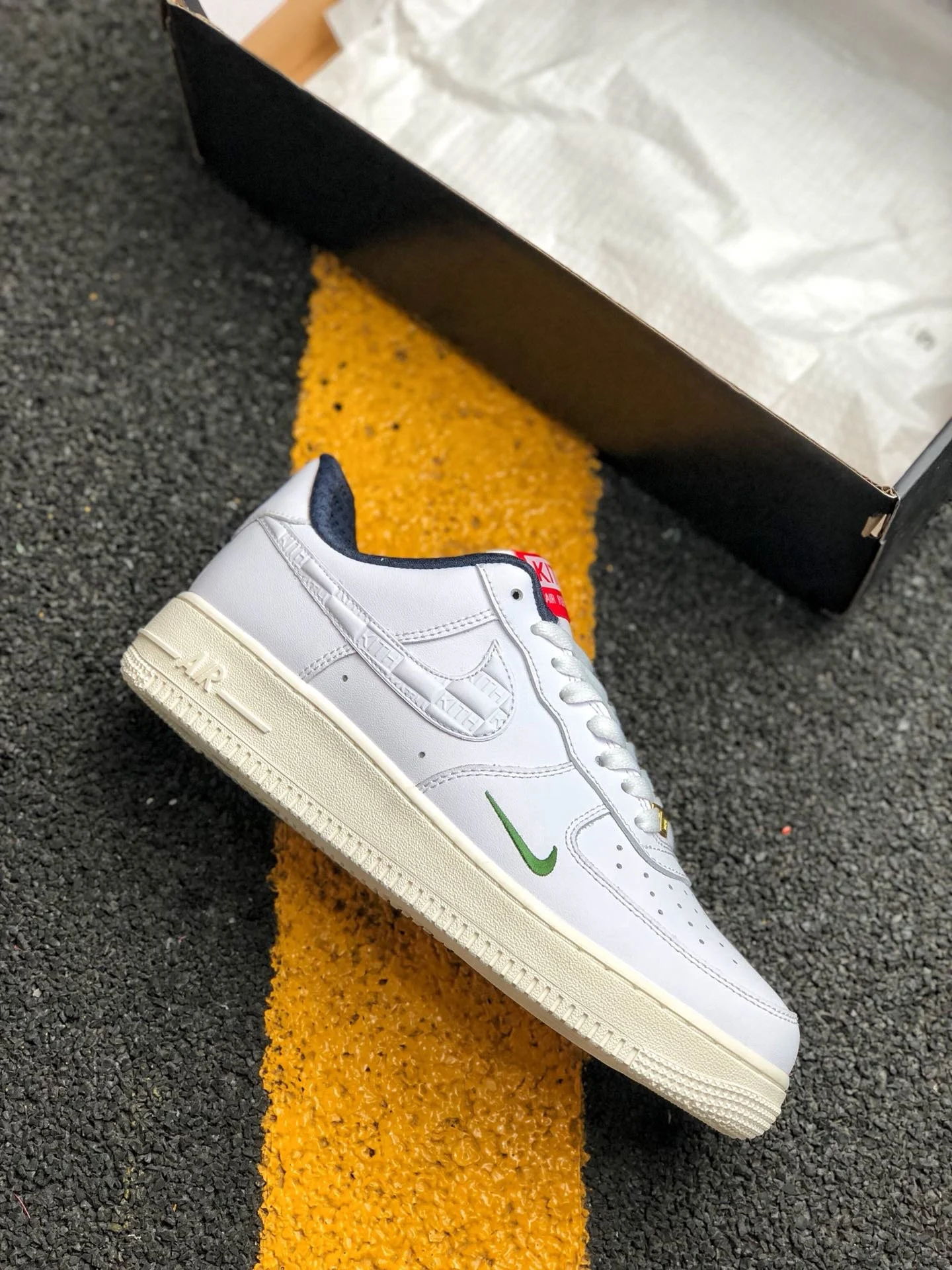 Kith x Nike Air Force 1 Low White University Red-Metallic Gold For Sale