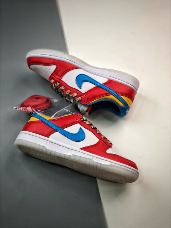 LeBron James X Nike Dunk Low Fruity Pebbles White Red-Blue DH8009-600 For Sale