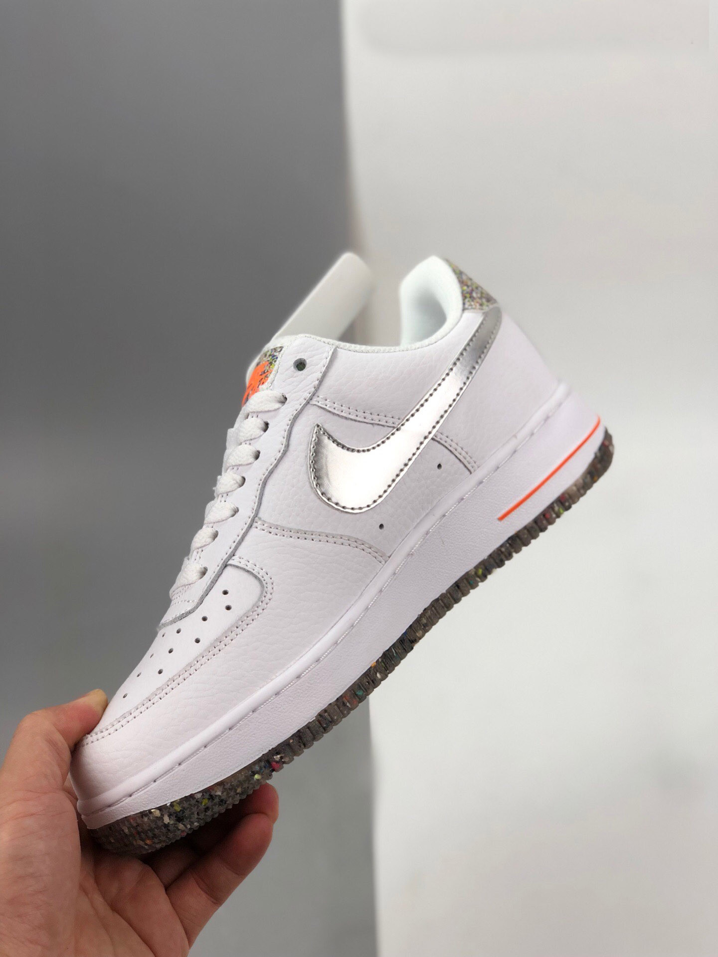 Nike Air Force 1 Crater White Metallic Silver-Laser Orange For Sale