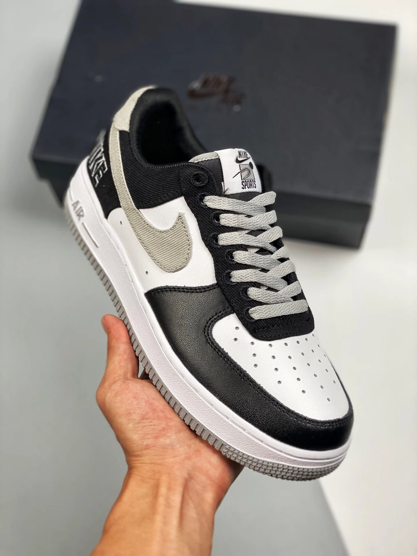 Nike Air Force 1 EMB Black Fat Silver-White-Pine Green For Sale