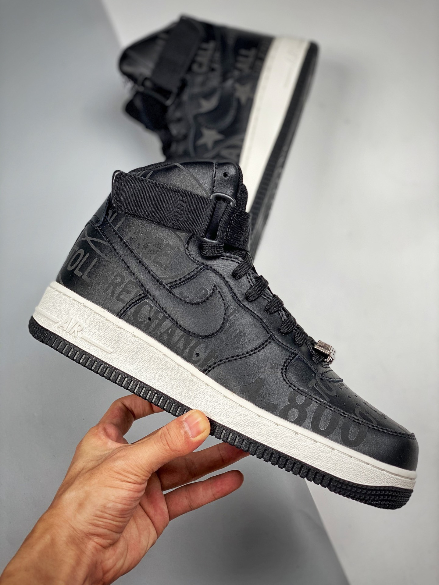 Nike Air Force 1 High 07 Premium Toll Free Black Sail-Vast Grey For Sale