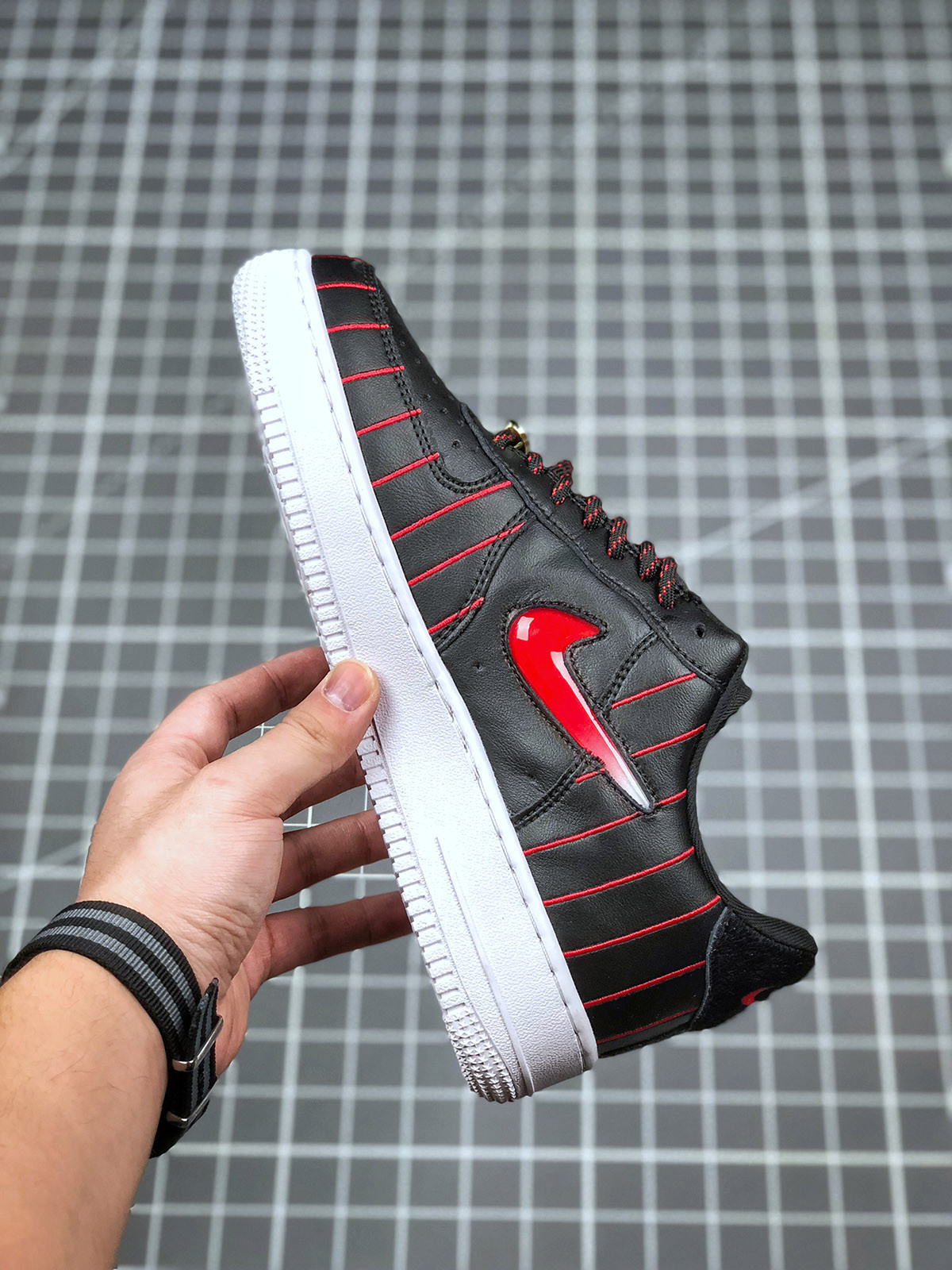 Nike Air Force 1 Jewel Chicago Black University Red-Black-White For Sale