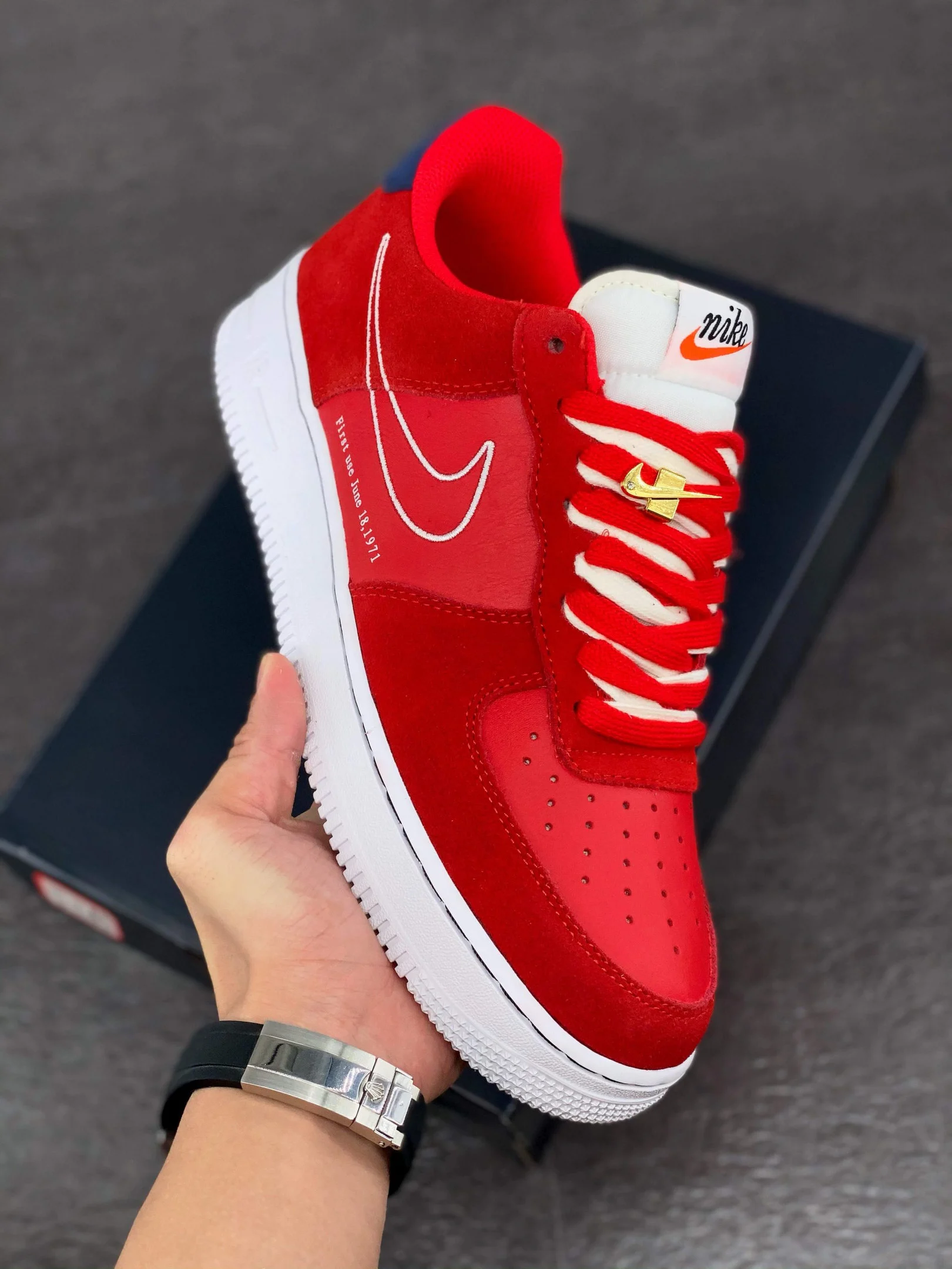 Nike Air Force 1 Low First Use University Red White-Blue For Sale