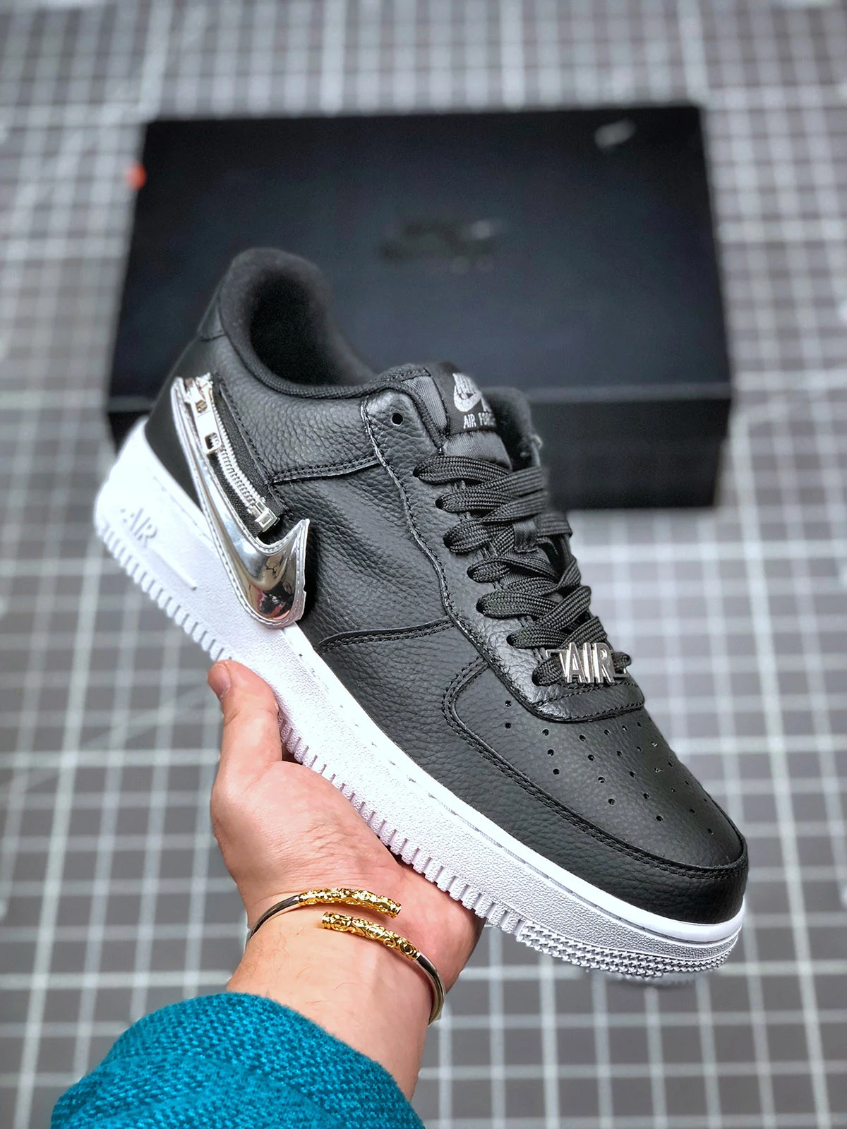 Nike Air Force 1 Low Zip Swoosh Black CW6558-001 For Sale