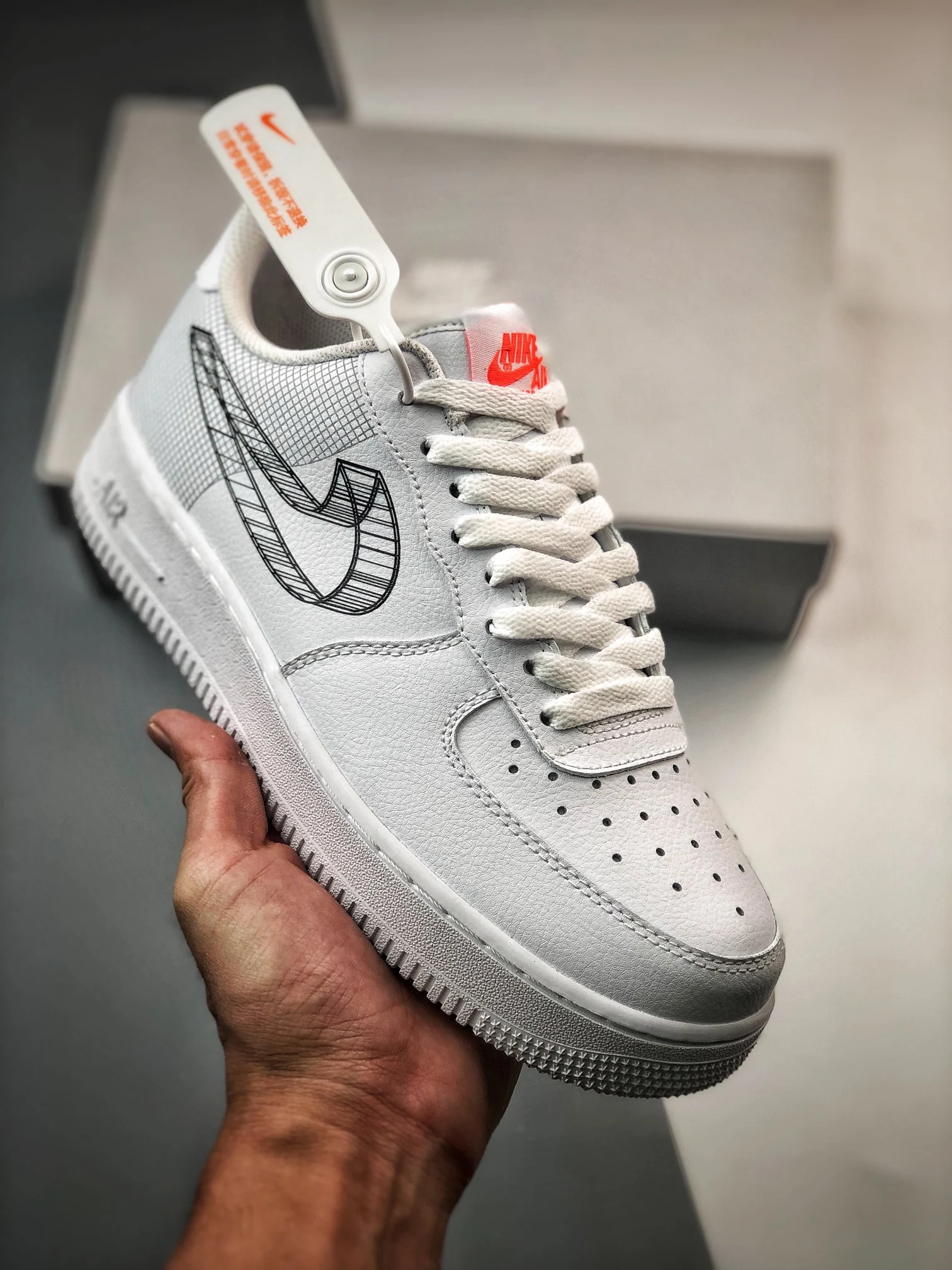 Nike Air Force 1 Low 3D Swoosh White Black DR0149-100 For Sale