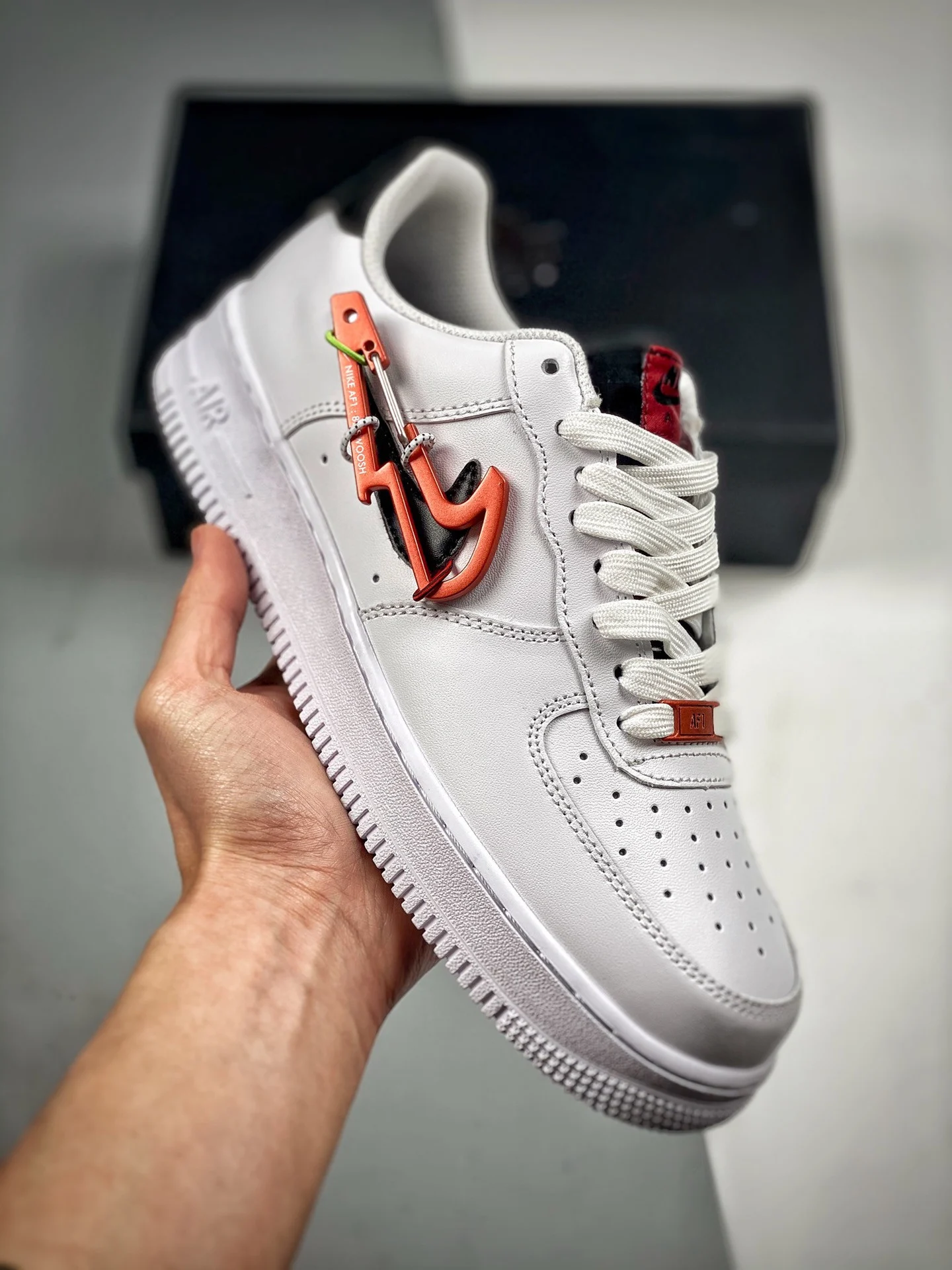 Nike Air Force 1 Low Carabiner Swoosh White Habanero Red DH7579-100 For Sale