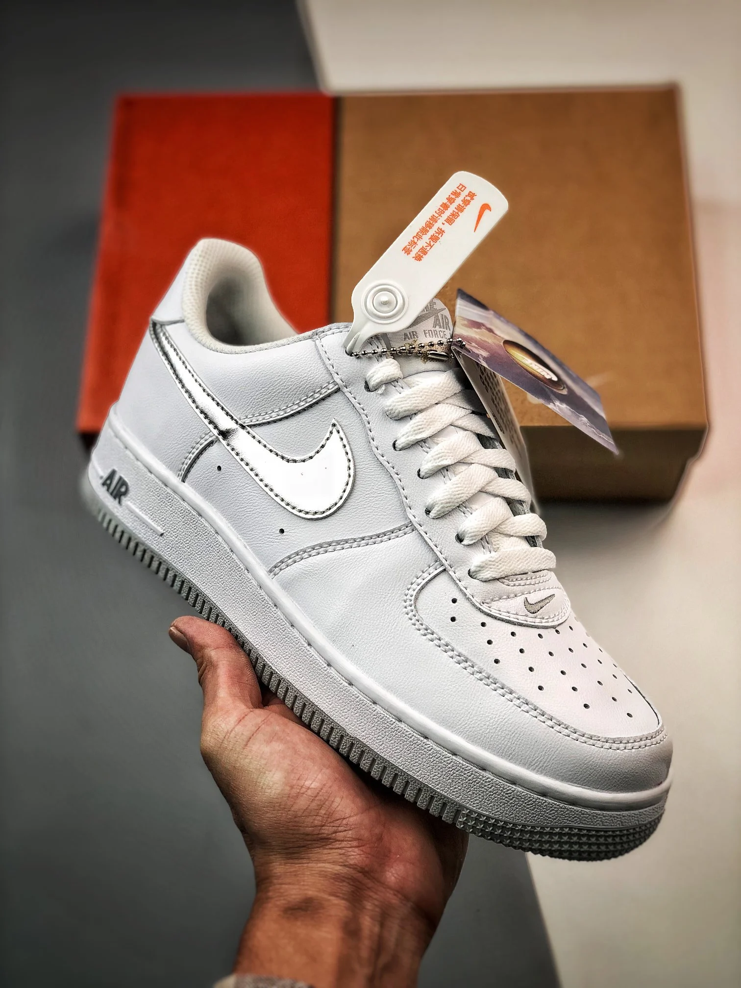 Nike Air Force 1 Low Color of the Month Silver Swooshes DZ6755-100 For Sale