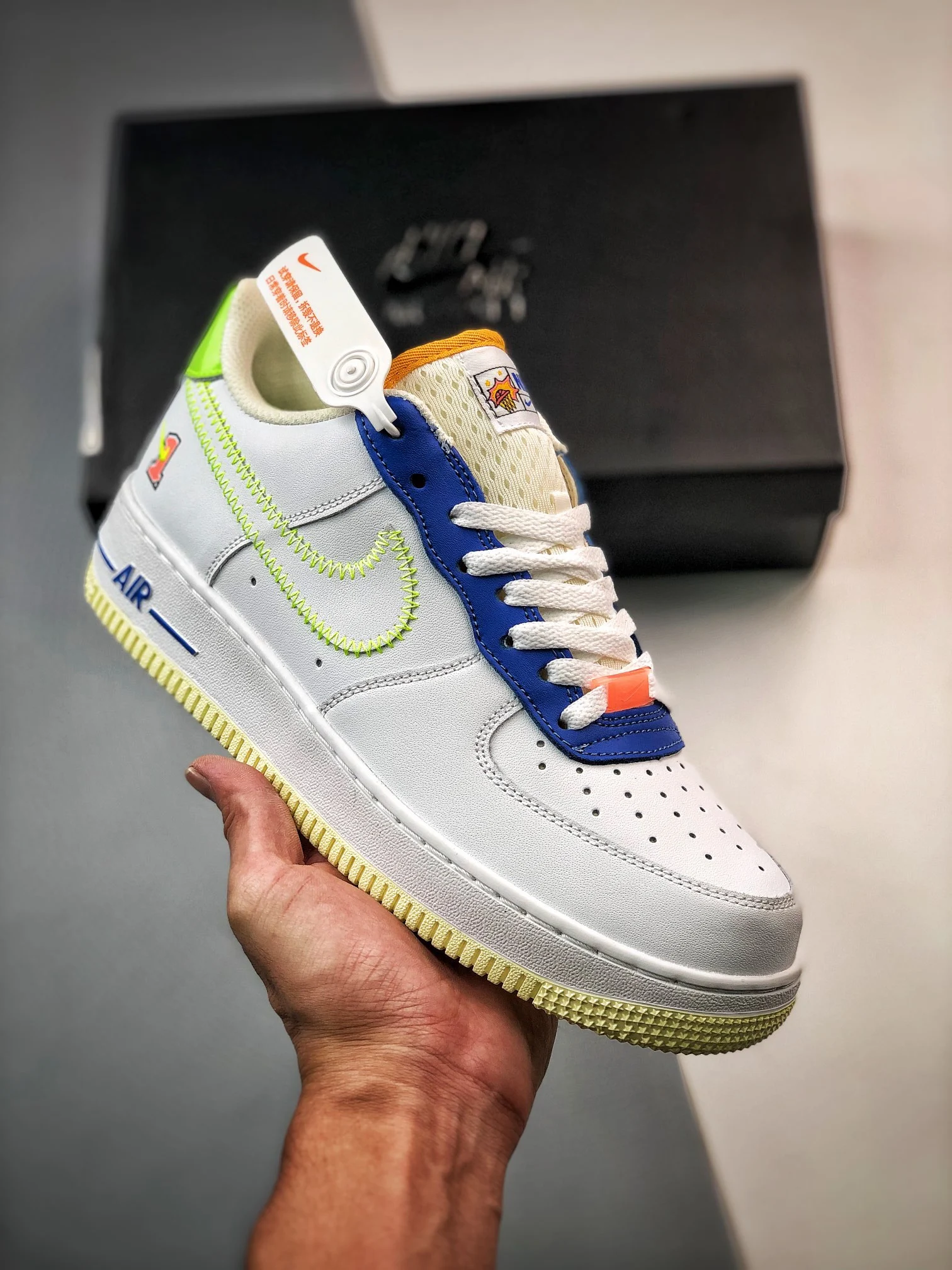 Nike Air Force 1 Low Player One White Laser Orange-Ghost Green For Sale