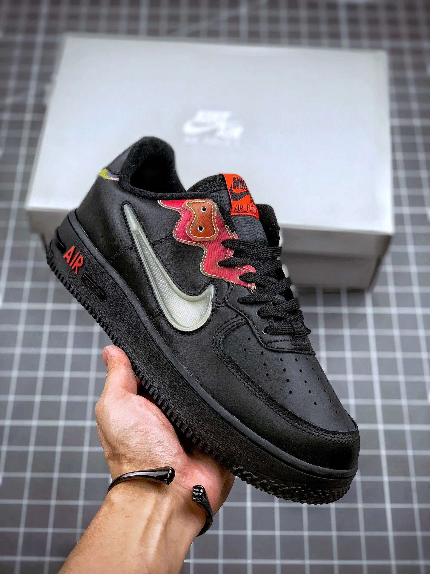 Nike Air Force 1 React Black Habanero Red CN9838-001 For Sale