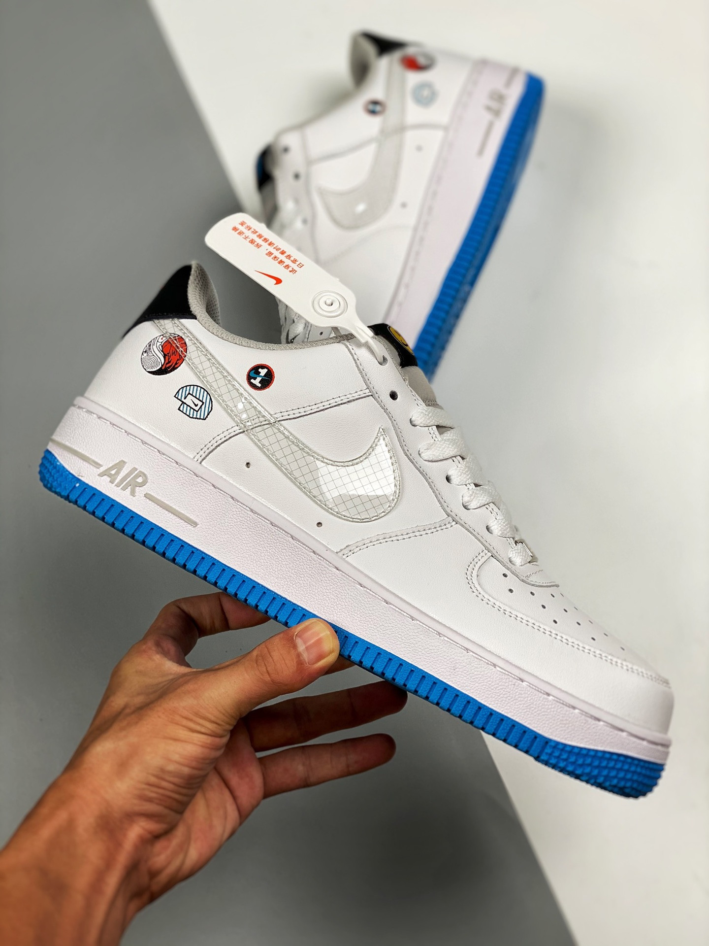 Nike Air Force 1 Sticker White Wolf Grey Black Multi-Color For Sale