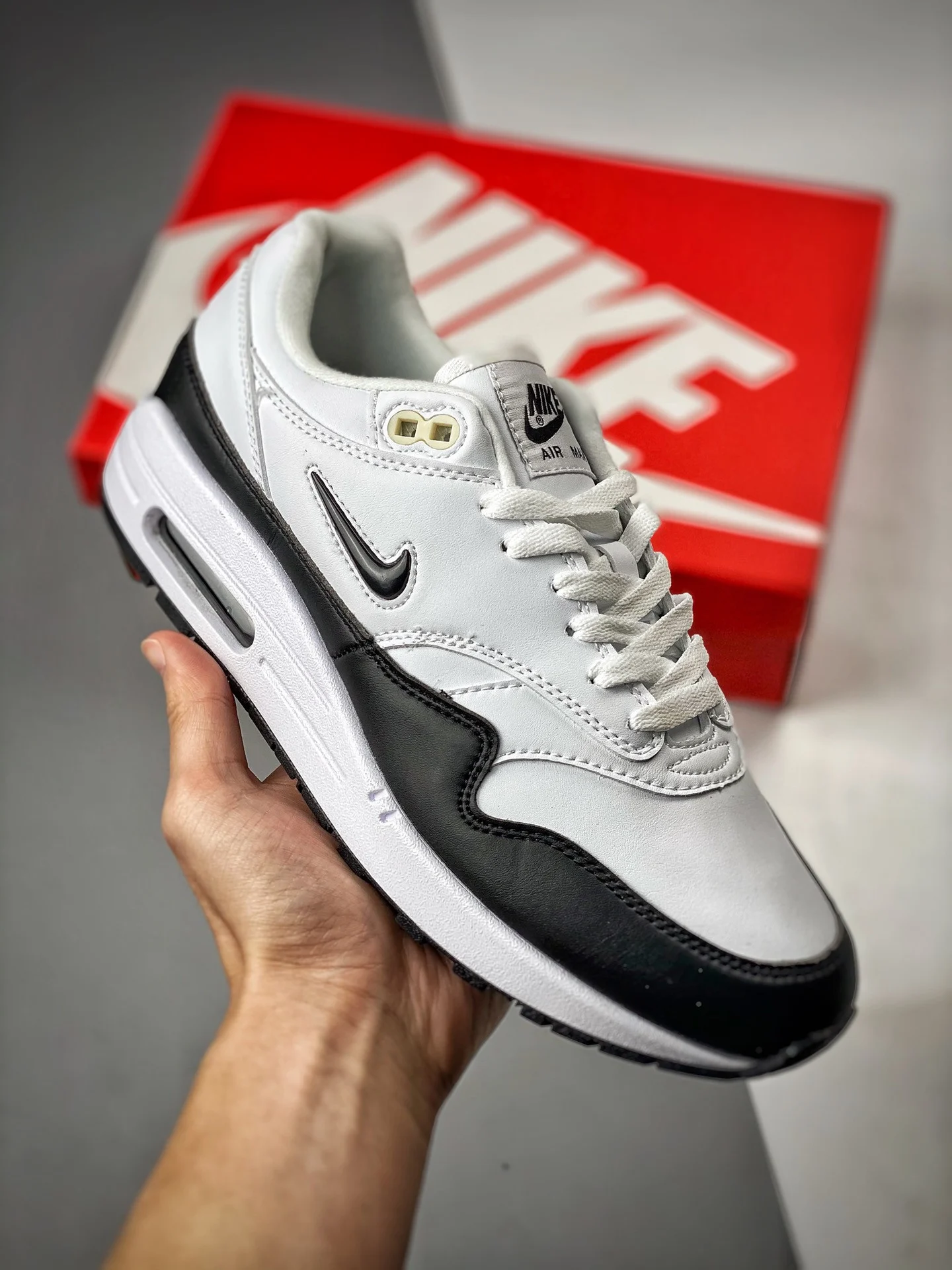 Nike Air Max 1 Jewel Black White 918354-100 For Sale