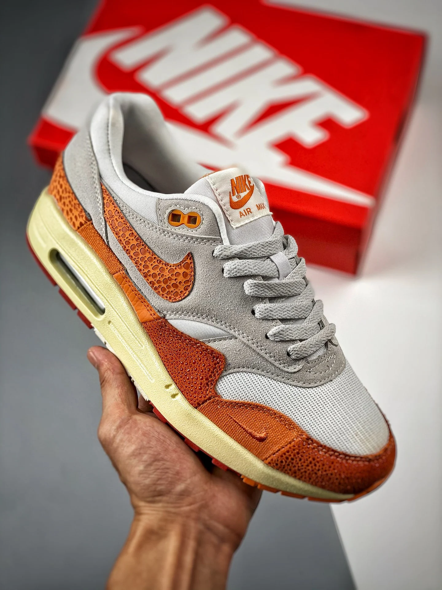 Nike Air Max 1 Master Light Bone Magma Orange-Neutral Grey For Sale