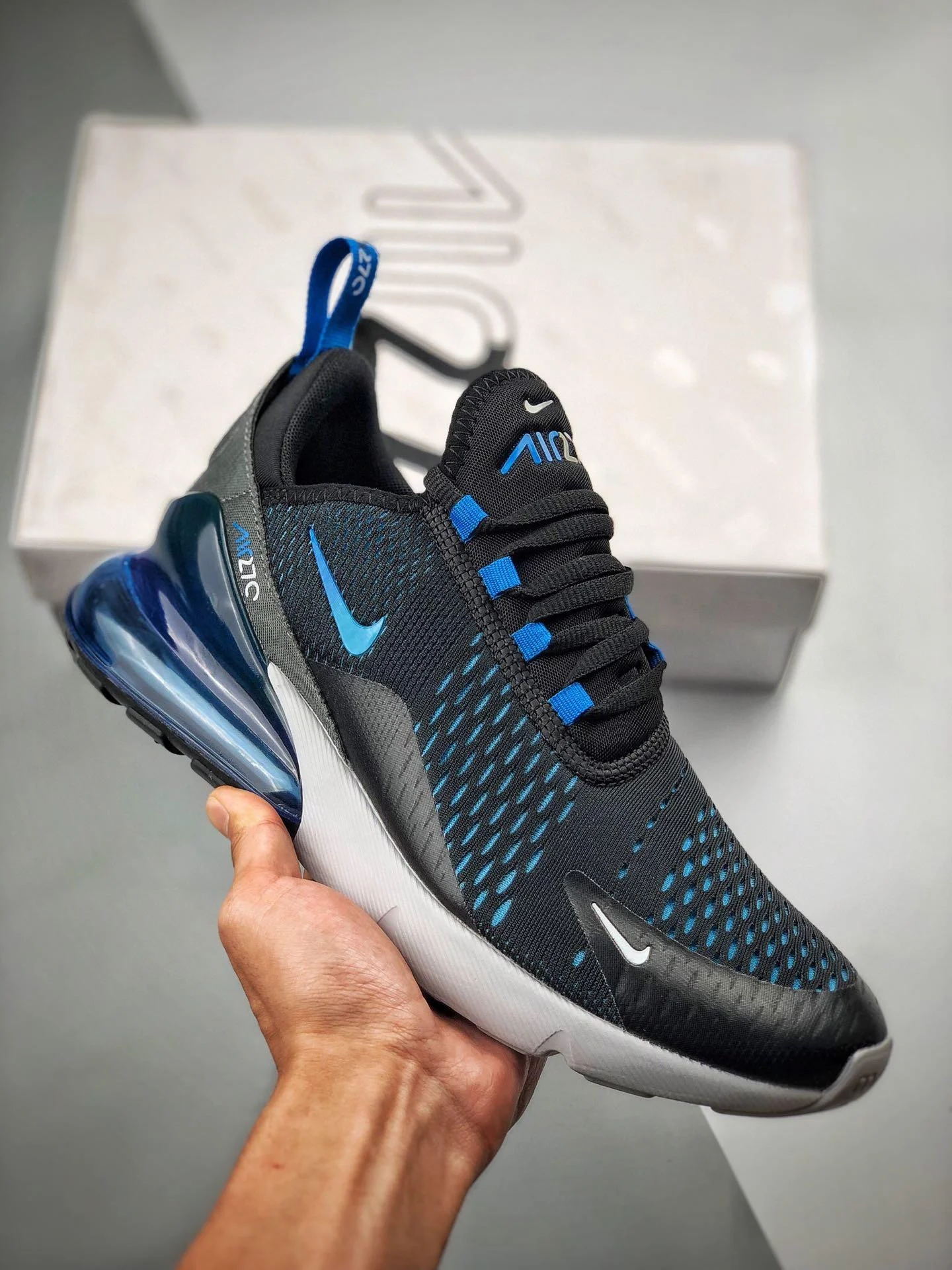 Nike Air Max 270 Black Photo Blue AH8050-019 For Sale