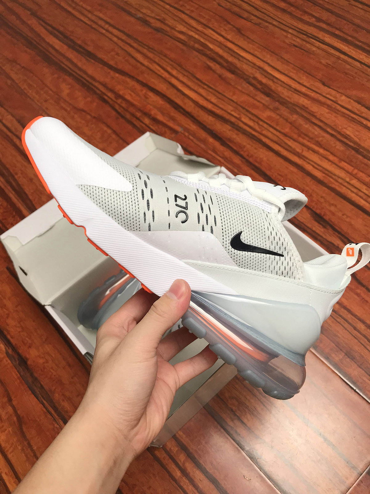 Nike Air Max 270 Just Do It White Black-Total Orange For Sale