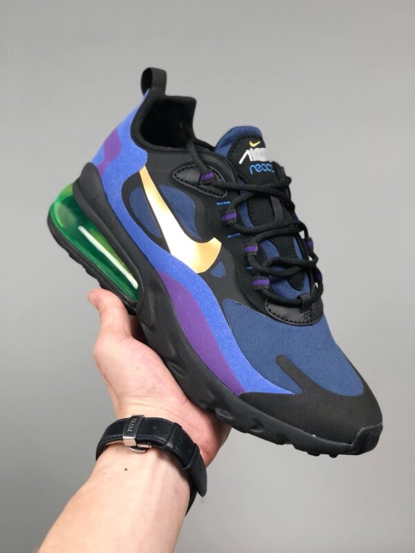 Nike Air Max 270 React Black University Gold-Deep Royal Blue