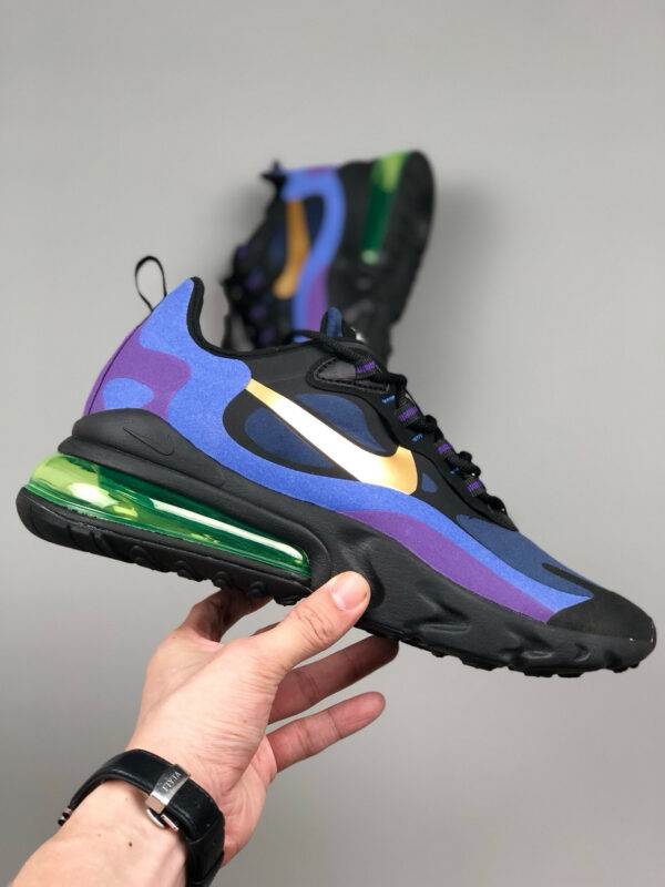 Nike Air Max 270 React Black University Gold-Deep Royal Blue