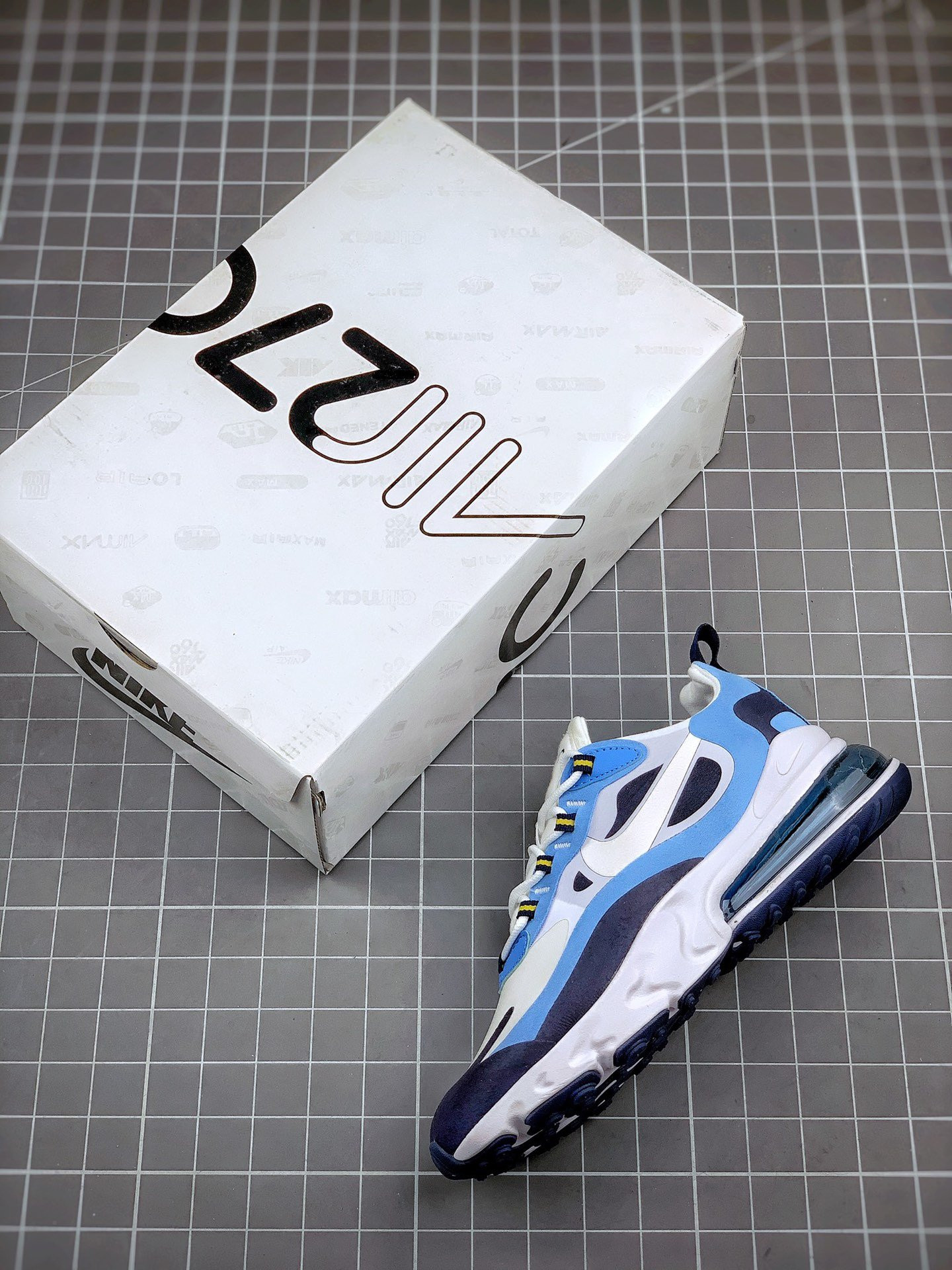 Nike Air Max 270 React White Light Blue-Obsidian For Sale