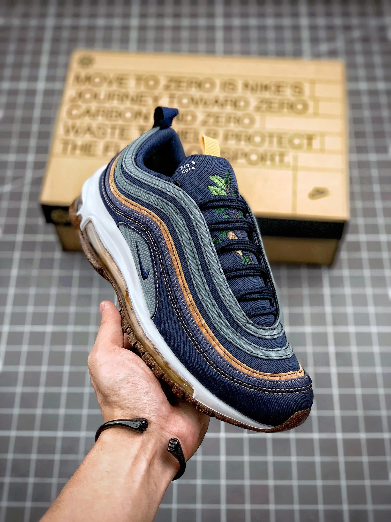 Nike Air Max 97 Cork Hasta Obsidian Thunder Blue Bucktan White Wheat For Sale