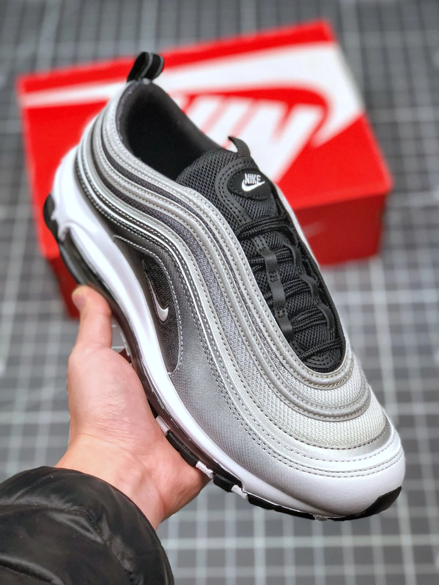 Nike Air Max 97 Black Black-Reflect Silver-White On Sale