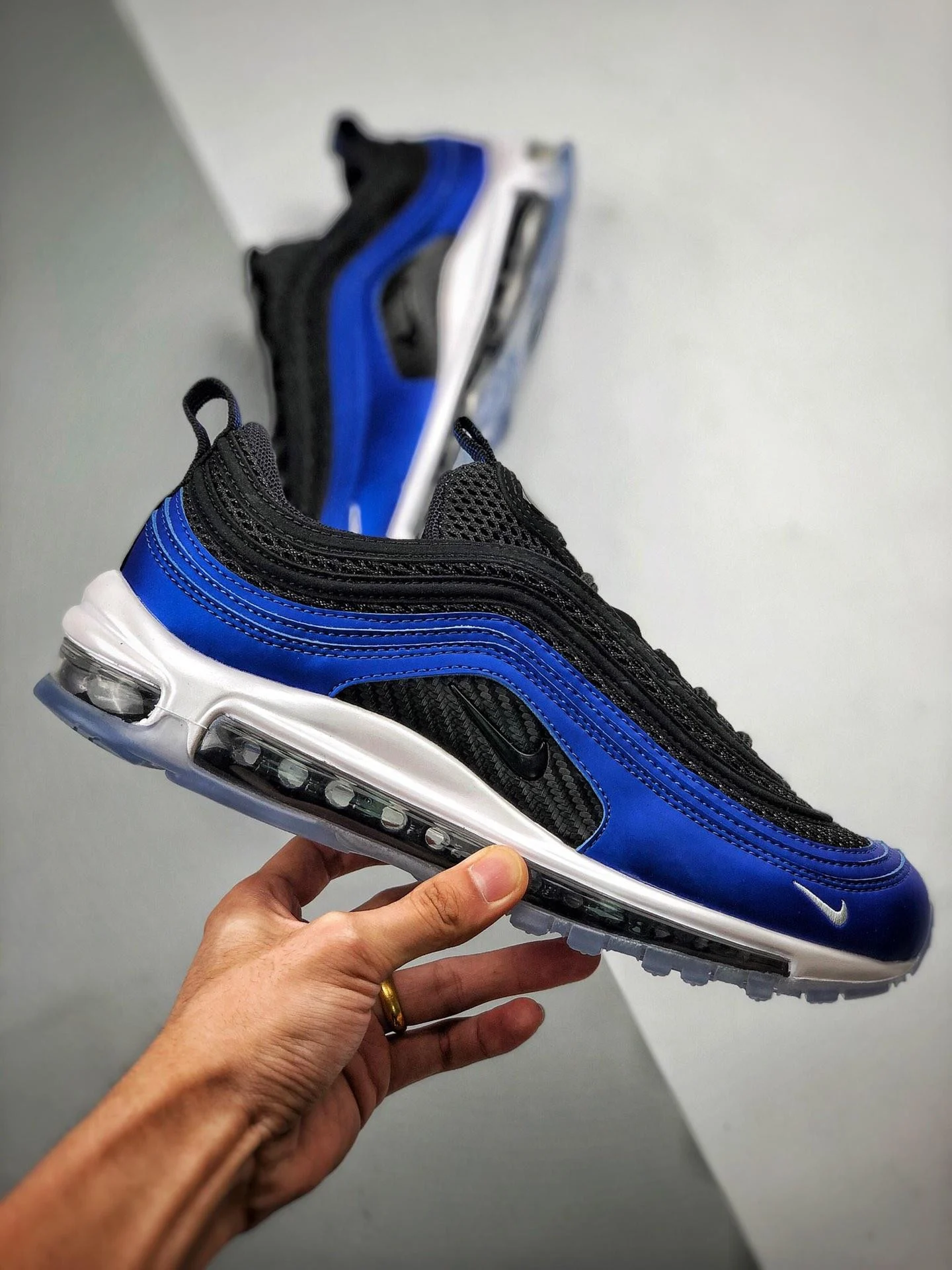 Nike Air Max 97 QS Foamposite Game Royal White-Black On Sale