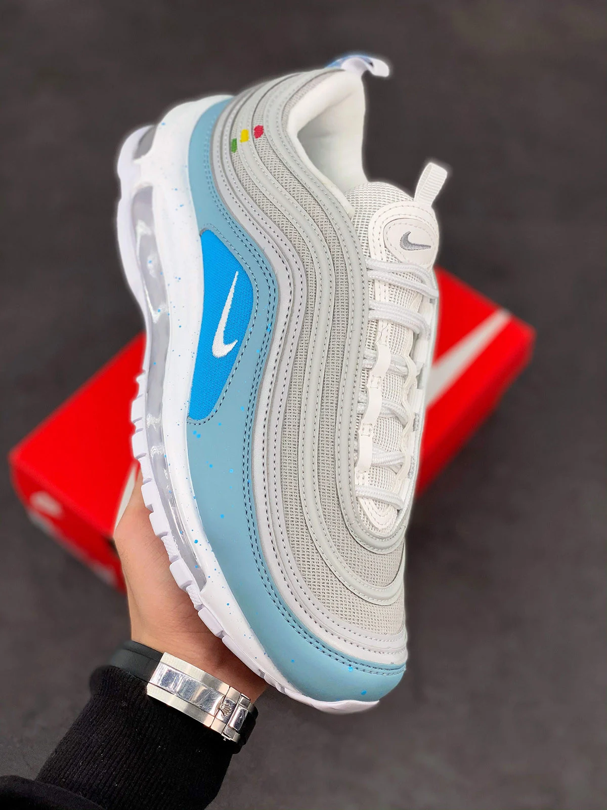 Nike Air Max 97 White Blue Grey For Sale