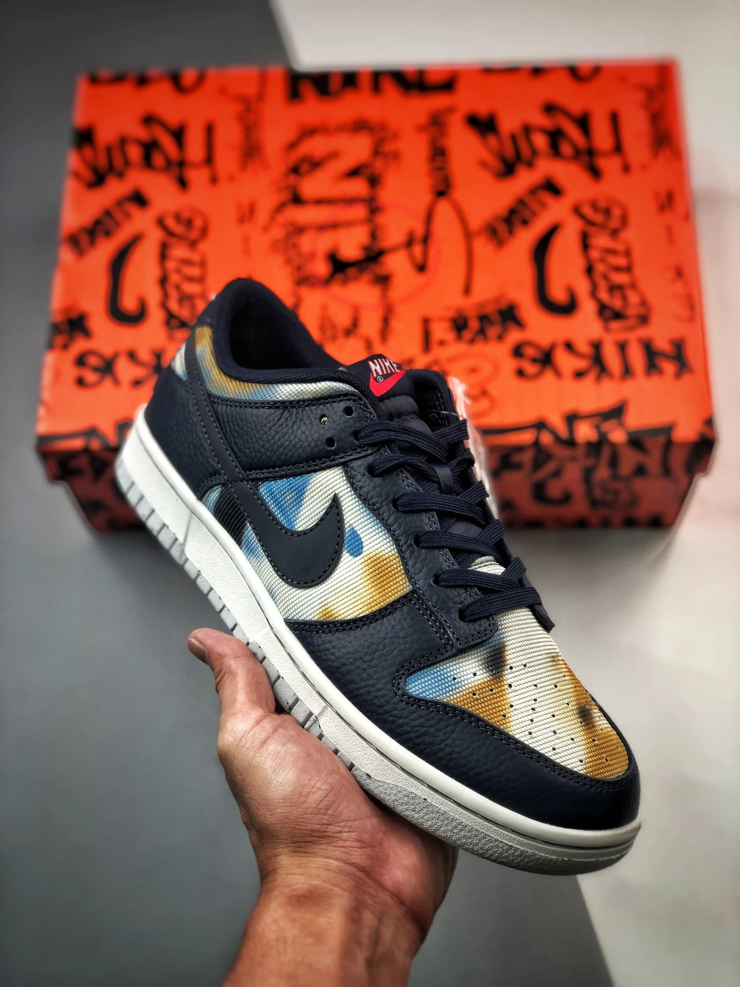 Nike Dunk Low Graffiti Navy Yellow DM0108-400 For Sale