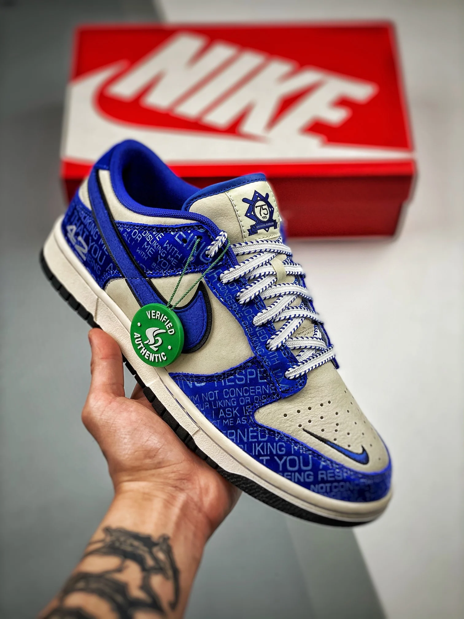 Nike Dunk Low Jackie Robinson Racer Blue Coconut DV2122-400 For Sale