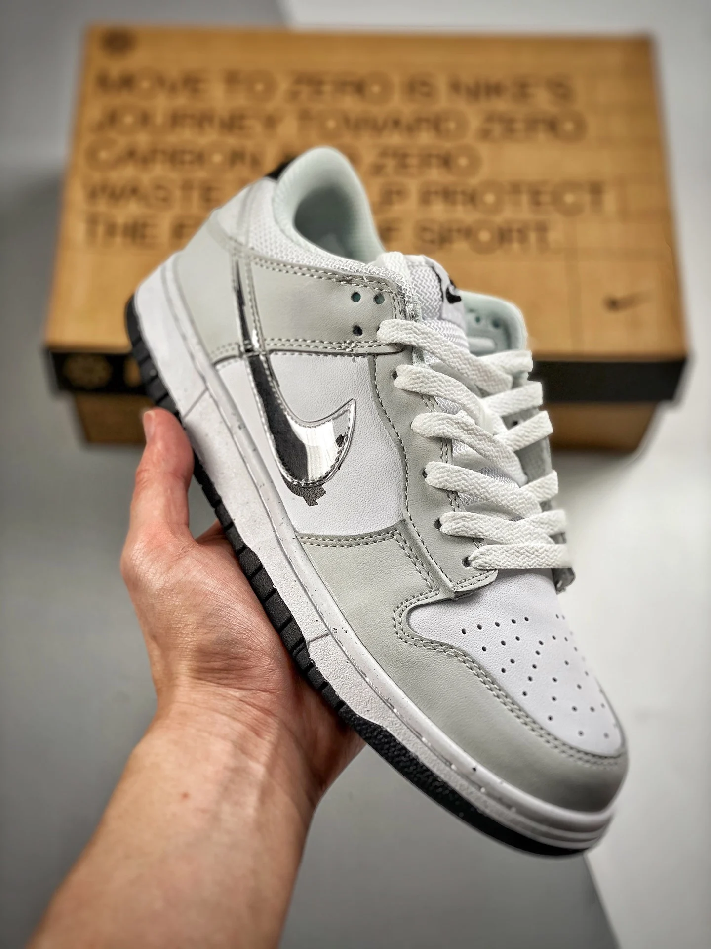 Nike Dunk Low Glitch Swoosh White Grey DV3033-001 For Sale