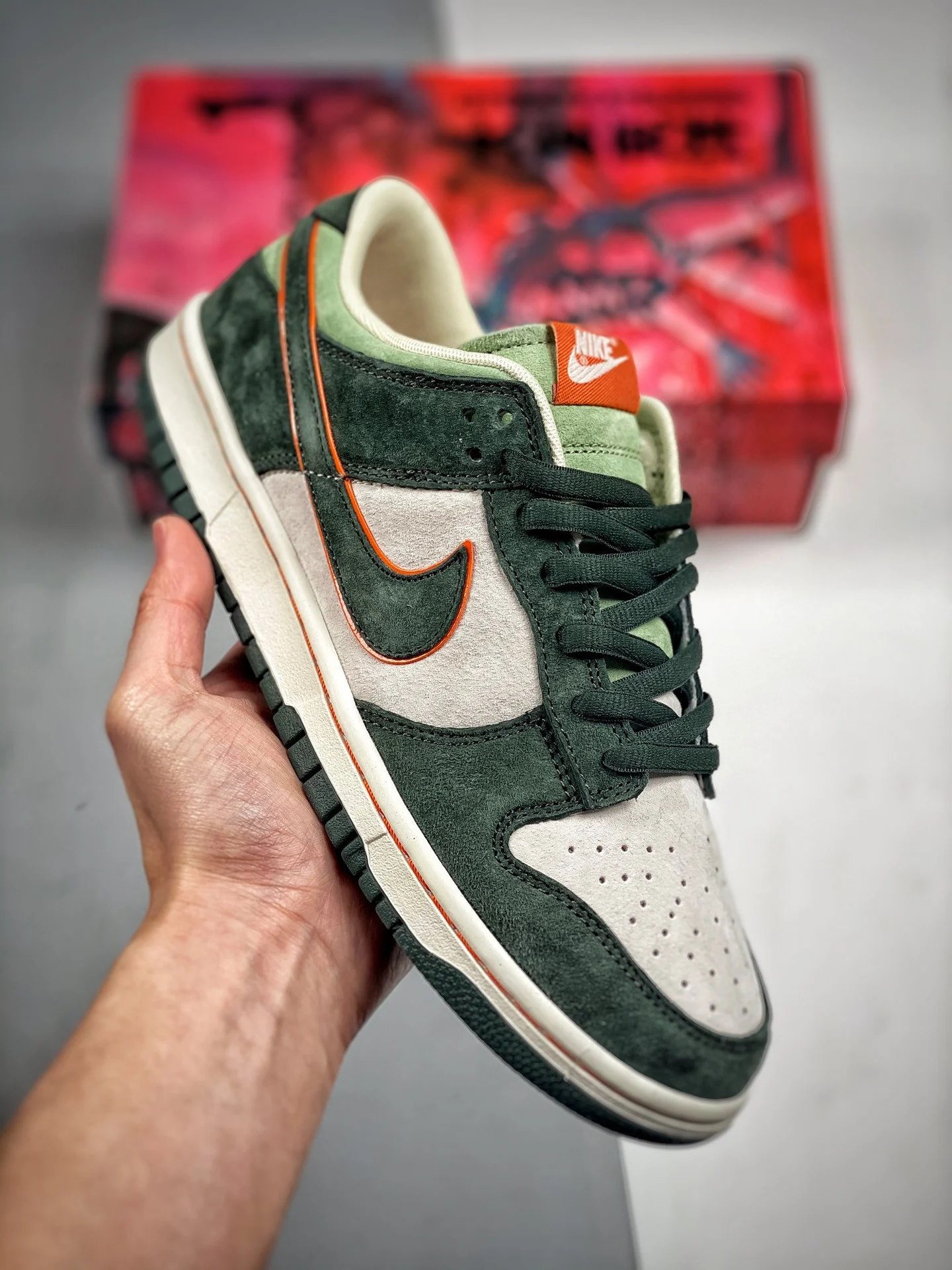 Nike Dunk Low Grey Suede Green For Sale