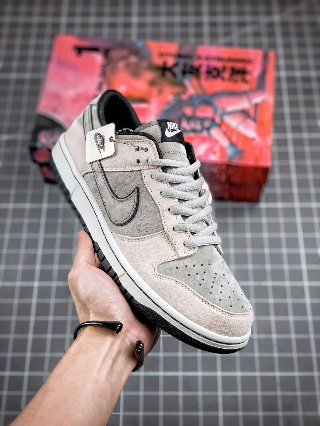 Nike Dunk Low Grey Suede Light Bone-Black For Sale