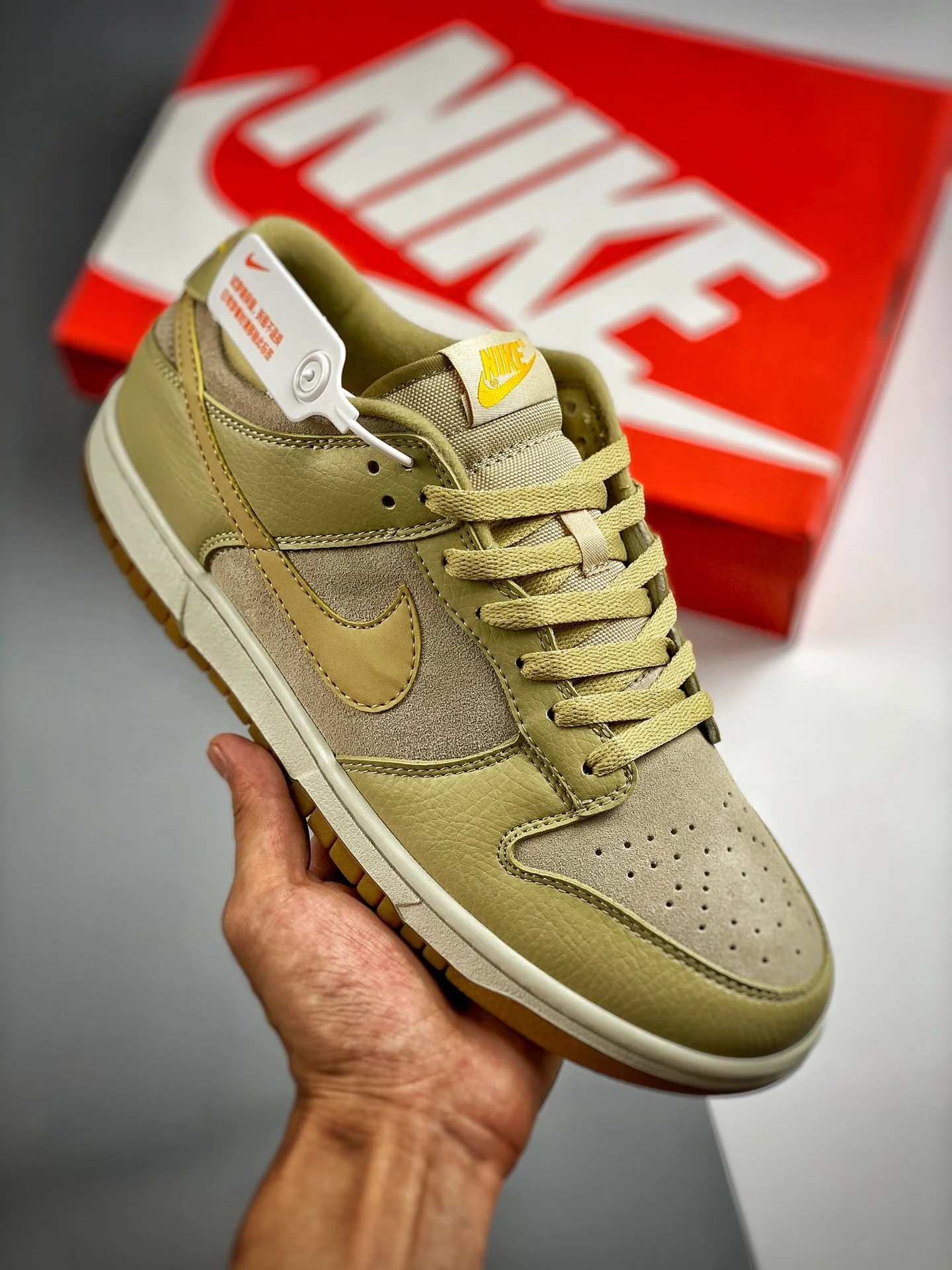 Nike Dunk Low Khaki Suede Gum DZ4513-200 For Sale