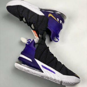 Nike LeBron 18 Lakers Black Metallic Gold-Court Purple-White For Sale